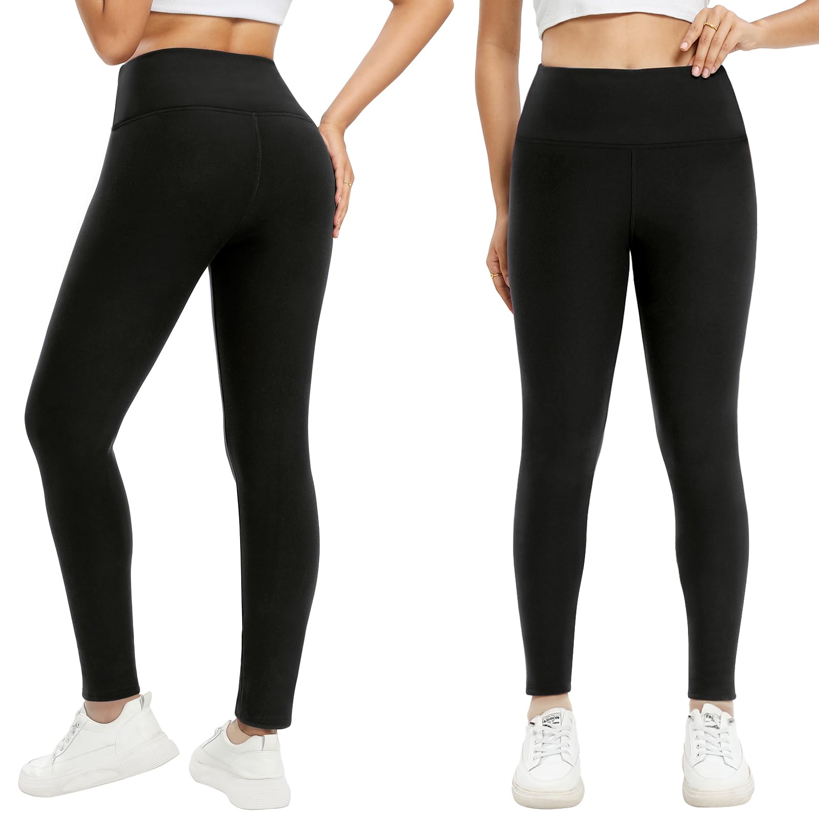 Voqeen Fleece Lined Leggings for Women - High Waisted Thick Winter Pants with Sherpa Lining, Soft Thermal Tummy Control Stretchy Warm Leggings - Perfect for Yoga, Running, Workout & Casual Outfits