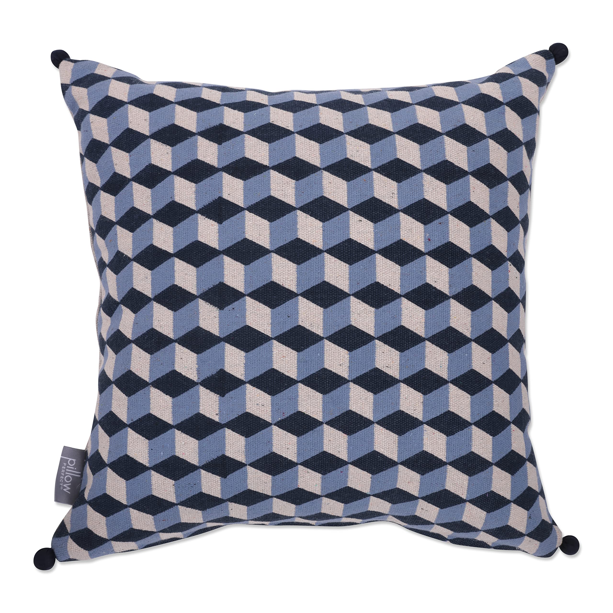 Premium Blue Geometric Cubes Throw Pillow 18x18 Inch - Soft Decorative Cushion for Sofa, Bed & Living Room - Stylish Home Decor Accent