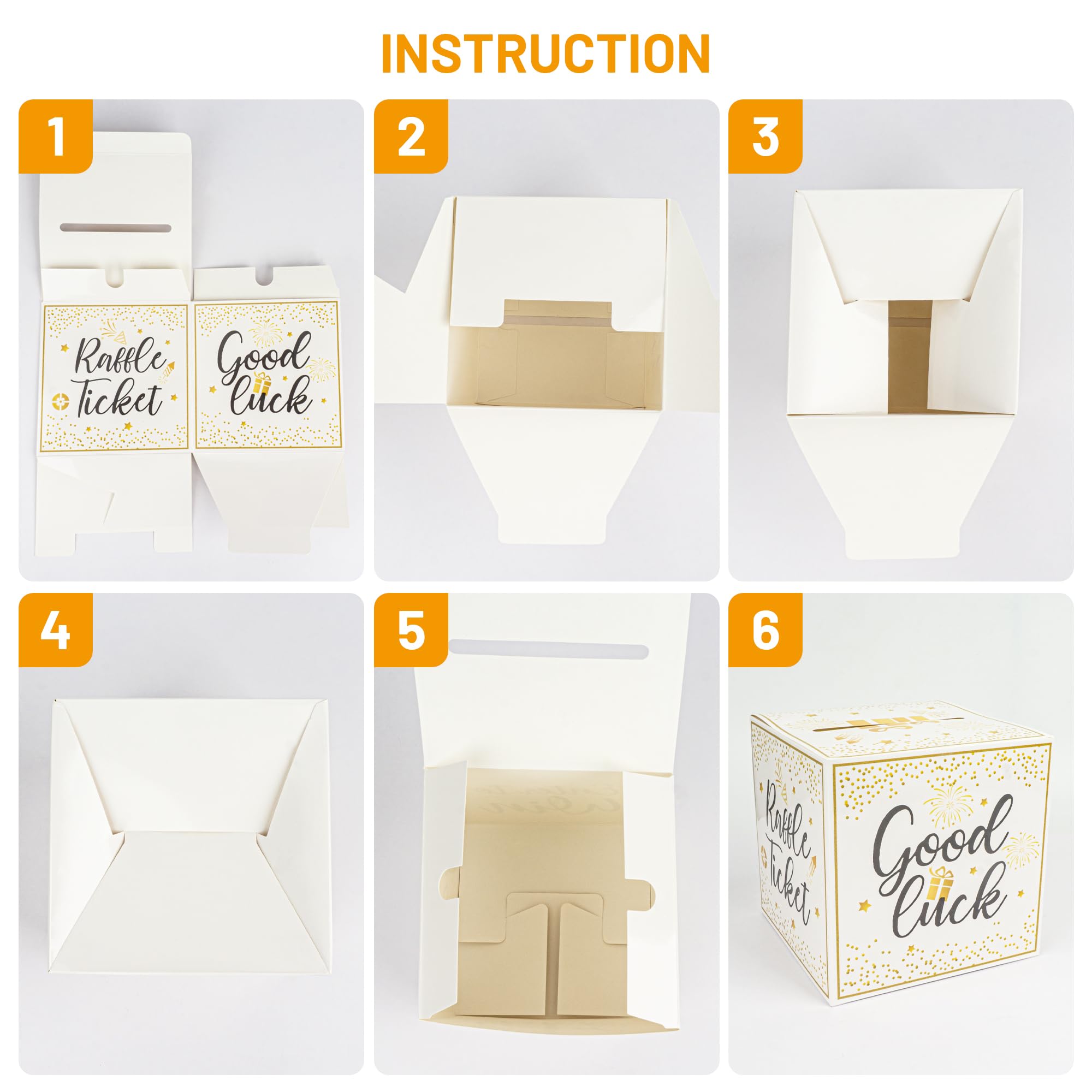 Golden Donation Box with Entry Cards - Raffle Box, Suggestion Box, Ballot Box for Fundraising, Voting & Events - Perfect for Charity Auctions, Church Donations & Office Voting