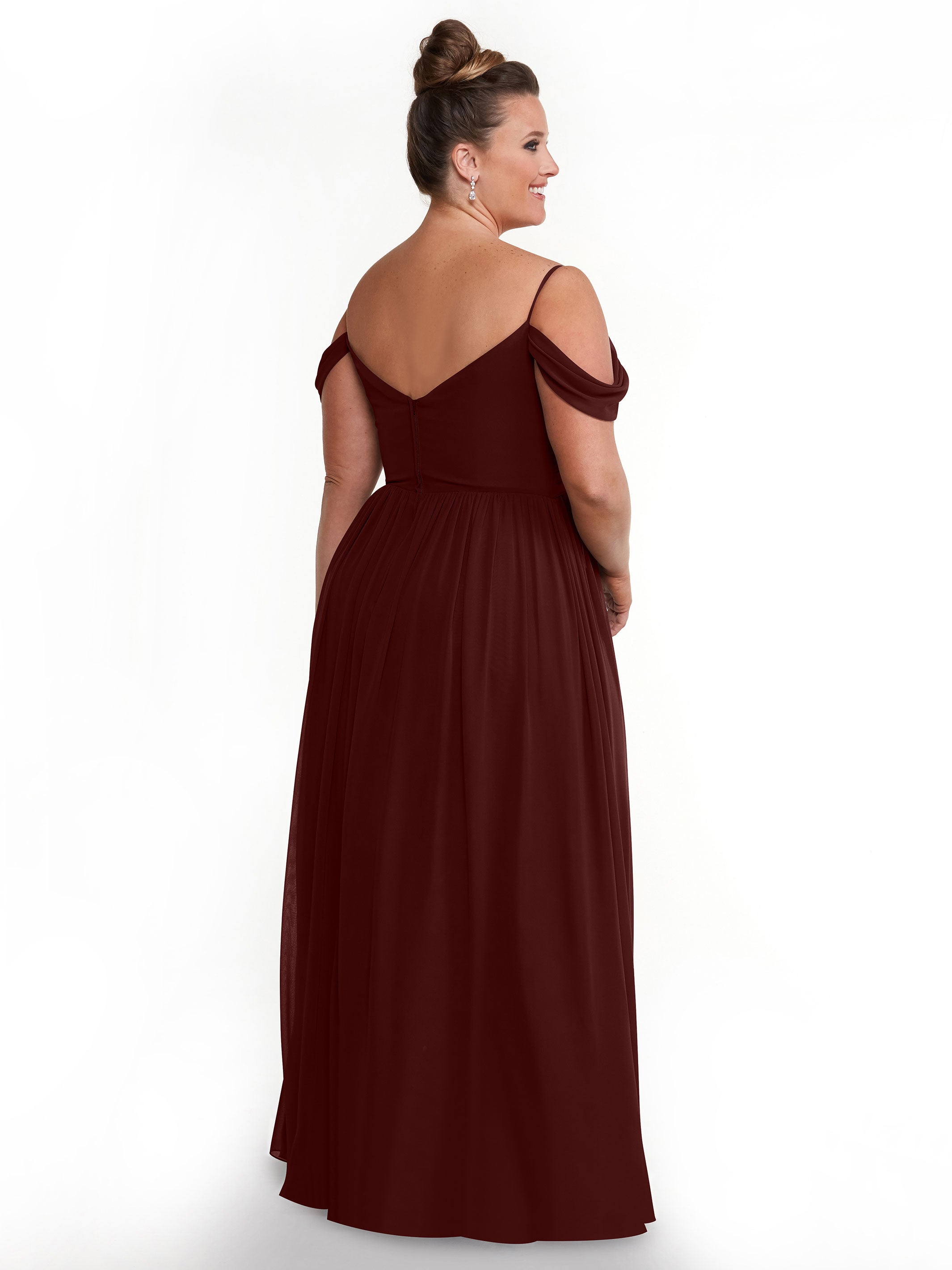 Elegant Off-the-Shoulder Chiffon Bridesmaid Dress with Spaghetti Straps - Perfect for Weddings, Formal Events & Special Occasions