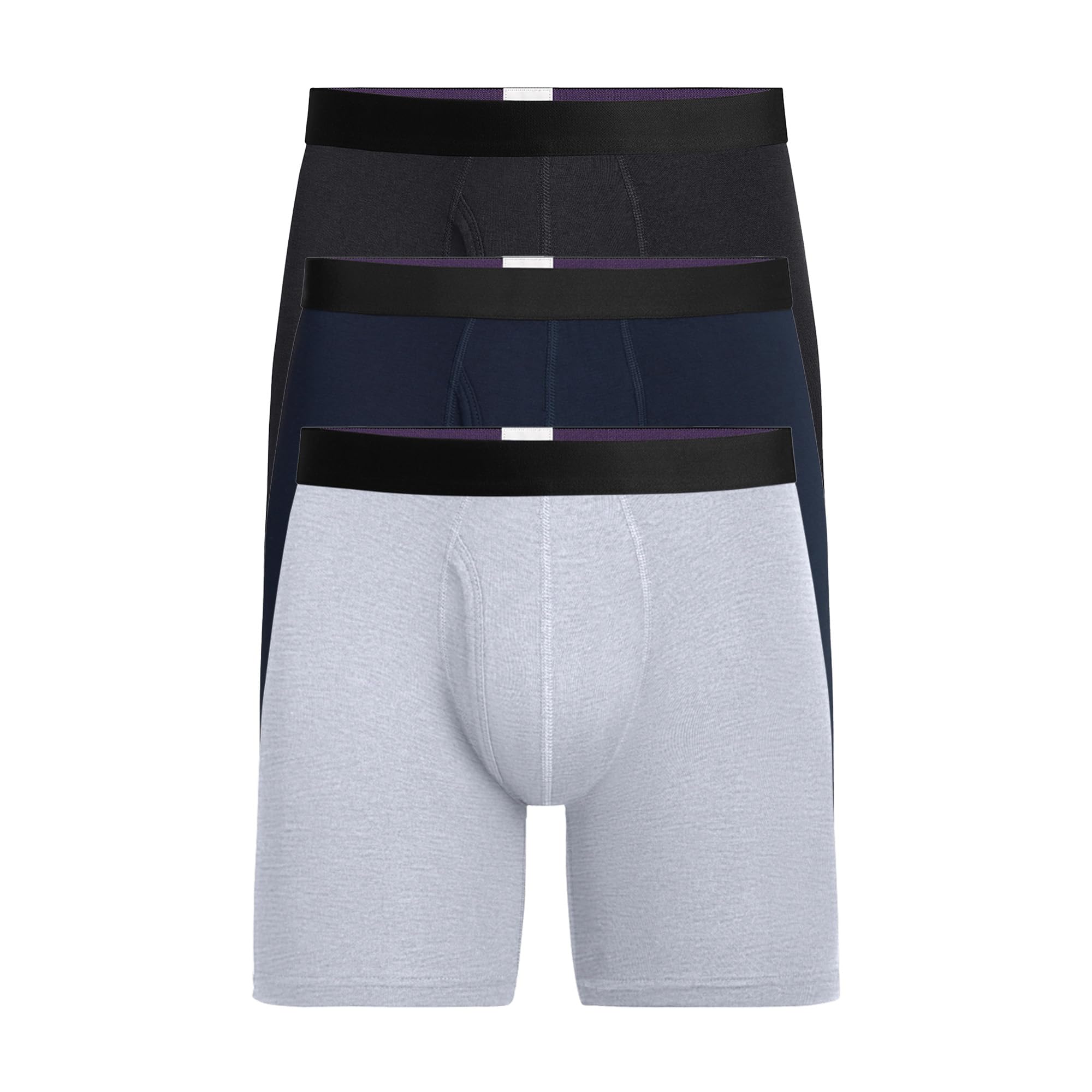 MeUndies Men's Boxer Briefs with Fly - 6” Inseam Breathable Tencel Modal Underwear - 3 Pack Multipack for Everyday Comfort & Active Lifestyle