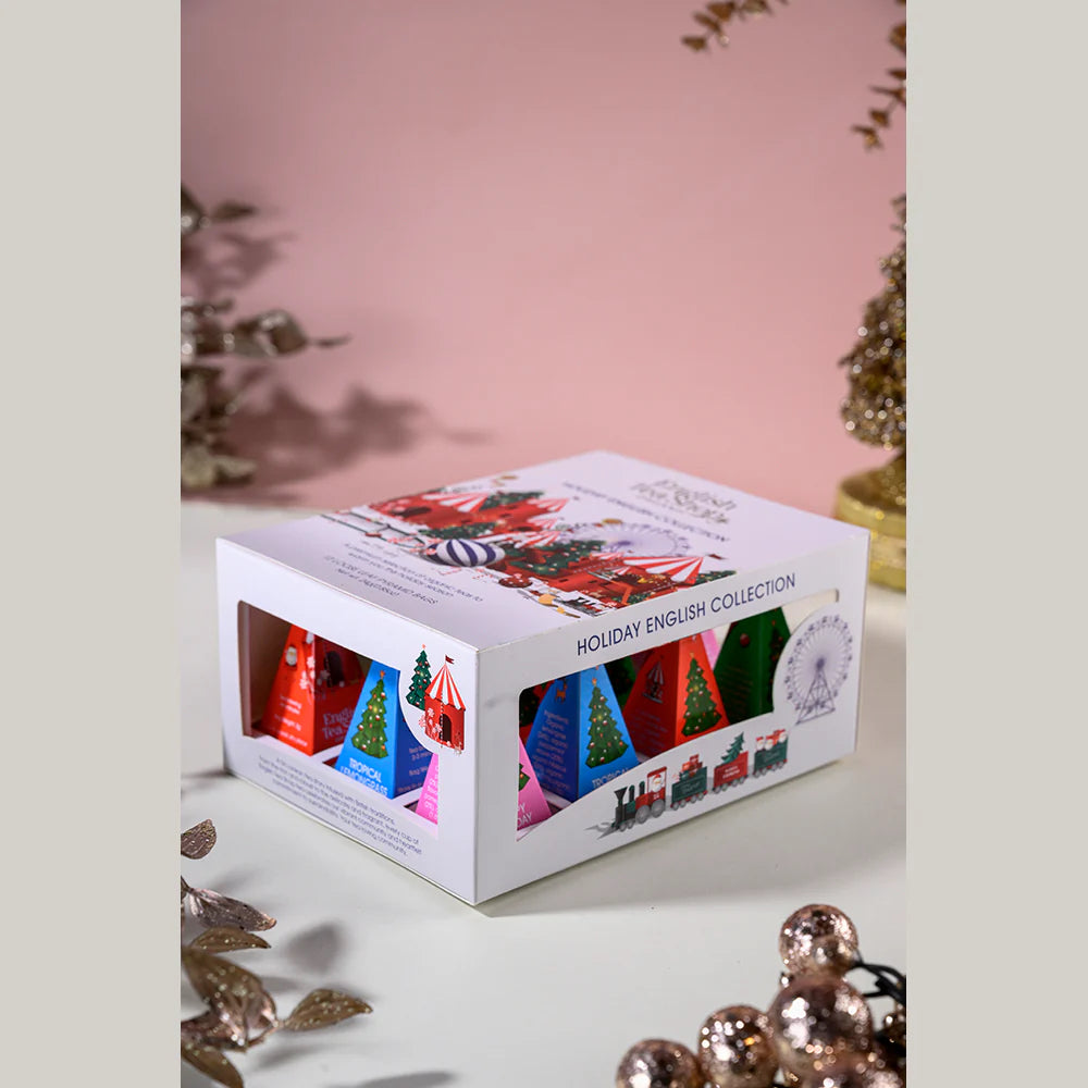 English Tea Shop Holiday White Prism Loose Leaf Tea - 12 Pyramid Tea Bags | Premium White Tea Blend for Relaxation & Holiday Gifting