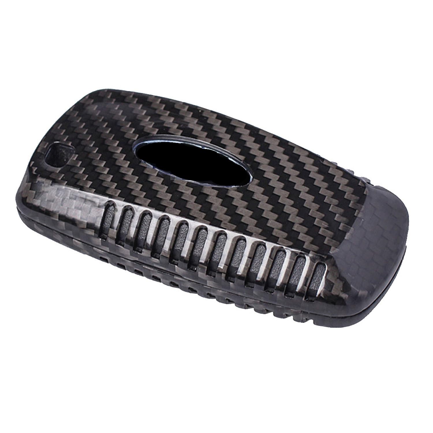 Premium Genuine Carbon Fiber Car Key Fob Cover for Ford Bronco/Edge/Escape/Expedition/Explorer/F150/F250/F450/Fusion/Maverick/Mondeo/Mustang/Ranger - Compatible with 3 & 4 Button Models - Sleek Black Design - Perfect for Daily Use, Car Enthusiasts & Gift Giving