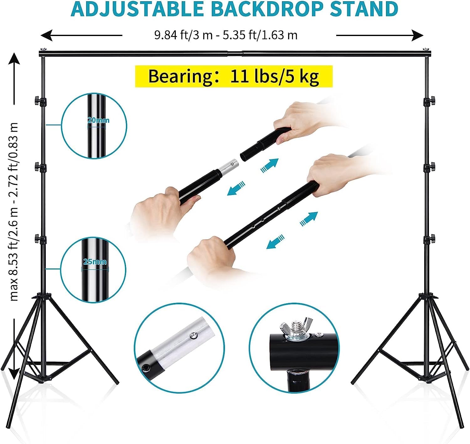 Professional Photography Lighting Kit - 4x45W Dimmable LED Lights with Softbox & Umbrellas (3000-5500K), 2.6x3m Adjustable Backdrop Stand & 3 Color Backdrops - Perfect for Portrait, Video Shooting, YouTube Studio, and Product Photography