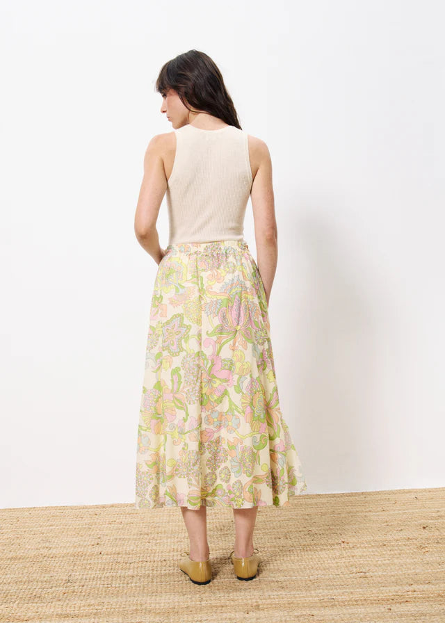 Indrany Women's Midi Skirt - Flowy A-Line Skirt in Beige & Pastel Colors | Perfect for Office Wear, Casual Outfits & Spring Summer Fashion