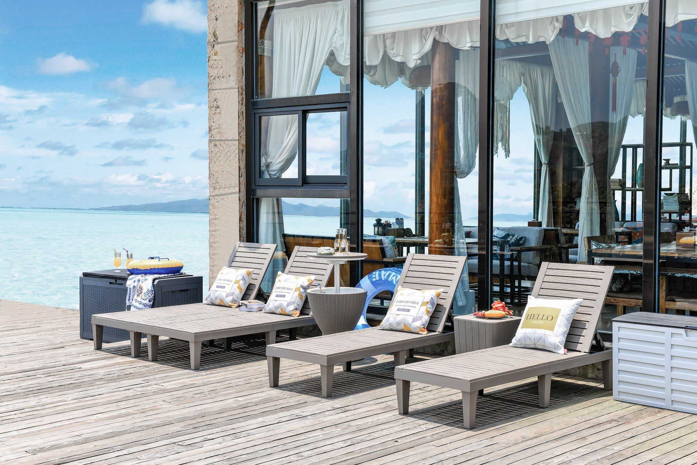 Waterproof Outdoor Chaise Lounge Chair - Grey Patio Pool Sunbed for Relaxing by the Poolside or Backyard Lounging