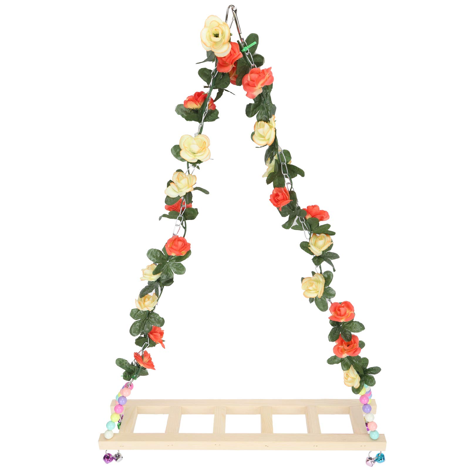 Natural Wooden Swing & Ladder Toy for Parrots - Large Chewable Poultry Stand for Chickens, Hens & Roosters - Perfect for Chewing, Biting & Playing - Great for Bird Cages, Aviaries & Pet Play Areas