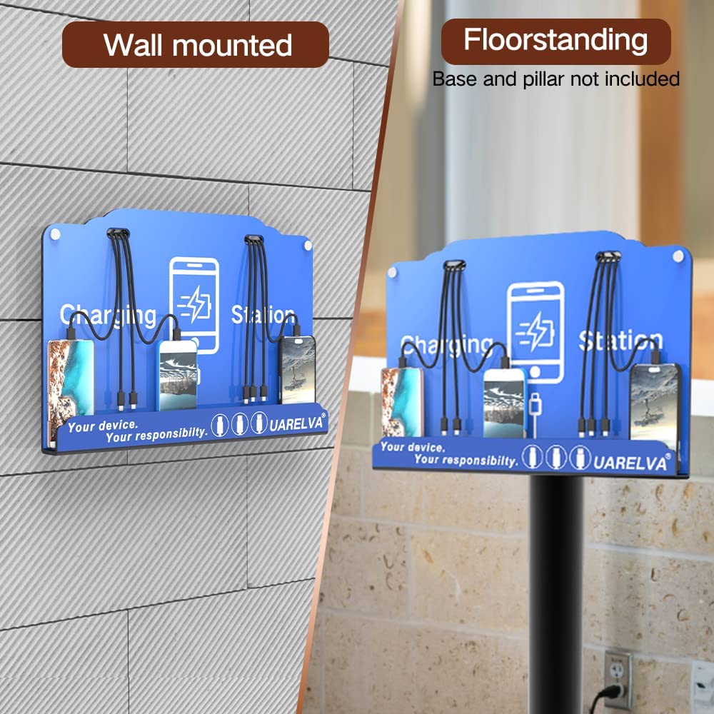 8-Port Wall Mounted Cell Phone Charging Station - Fast Charging Dock with Apple Lightning, USB-C & Android Ports | Perfect for Airports, Hotels, Hospitals, Banks & Shopping Malls | Public Spaces & High-Traffic Areas Charging Solution