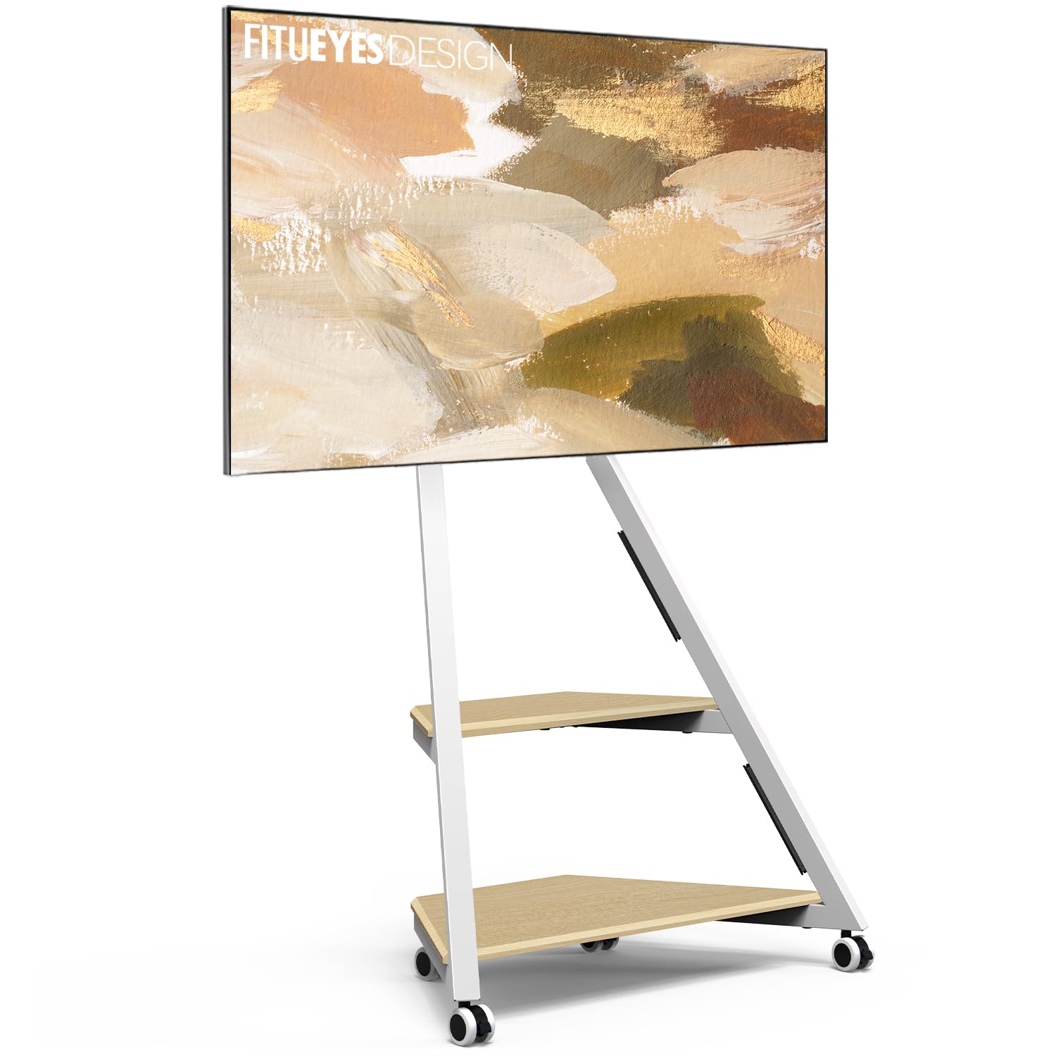 FITUEYES Corner TV Stand for 32-65 Inch Flat Screen TVs - Modern Height Adjustable Entertainment Center with Mount for LCD/LED/Curved Screens - Wooden Open Storage Shelves - Eiffel Series - Perfect for Living Room, Bedroom & Home Theater Setup