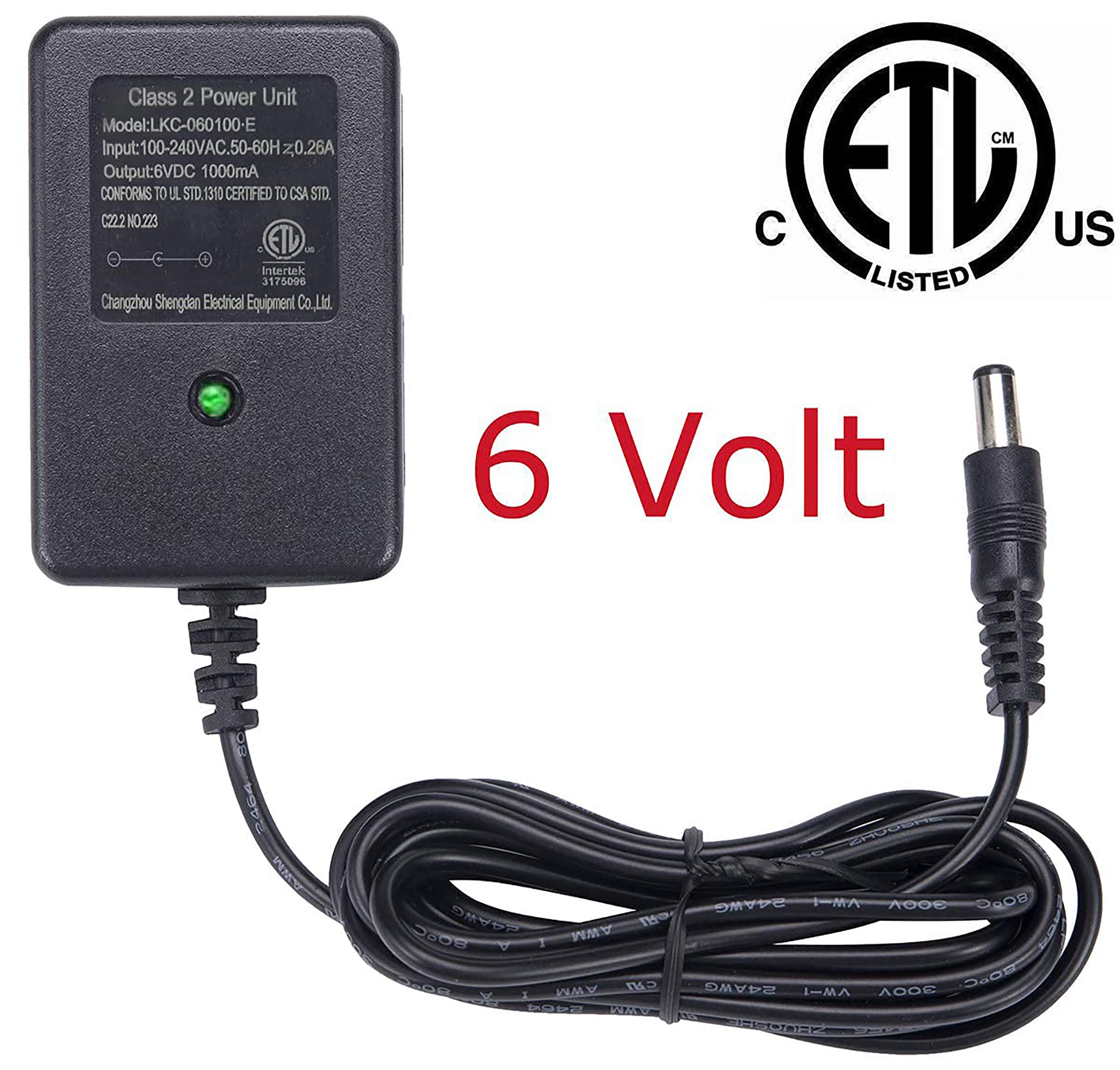 6V Battery Charger for Kids Ride-On Toys - Universal 6V Charger Compatible with Kidzone, Flybar, Bumper Cars & Best Choice Products SUV - Fast Charging & Safe Power Supply - Perfect for Indoor/Outdoor Electric Toy Vehicles