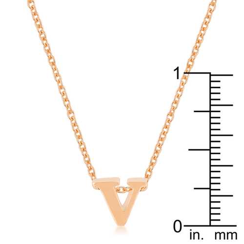 Rose Gold Initial V Pendant Necklace for Women - Personalized Name Letter Jewelry Gift for Her - Perfect for Birthdays, Anniversaries & Everyday Wear