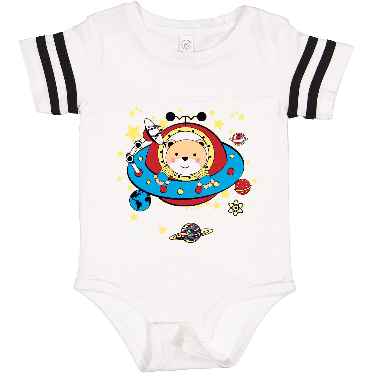 Inktastic UFO Space Bear Baby Bodysuit - Cute Astronaut Bear Onesie for Boys & Girls - Perfect for Space-Themed Birthday Parties & Baby Showers