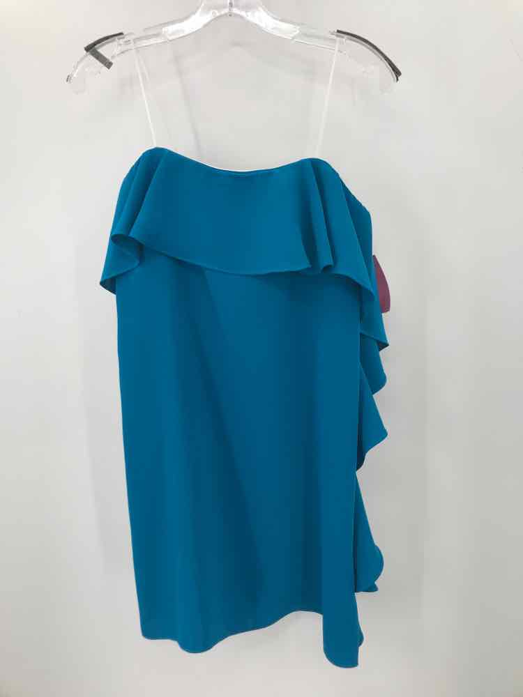 Vintage Amanda Uprichard Blue Strapless Blouse Size Small | Pre-Owned Designer Top for Parties, Weddings & Evening Events