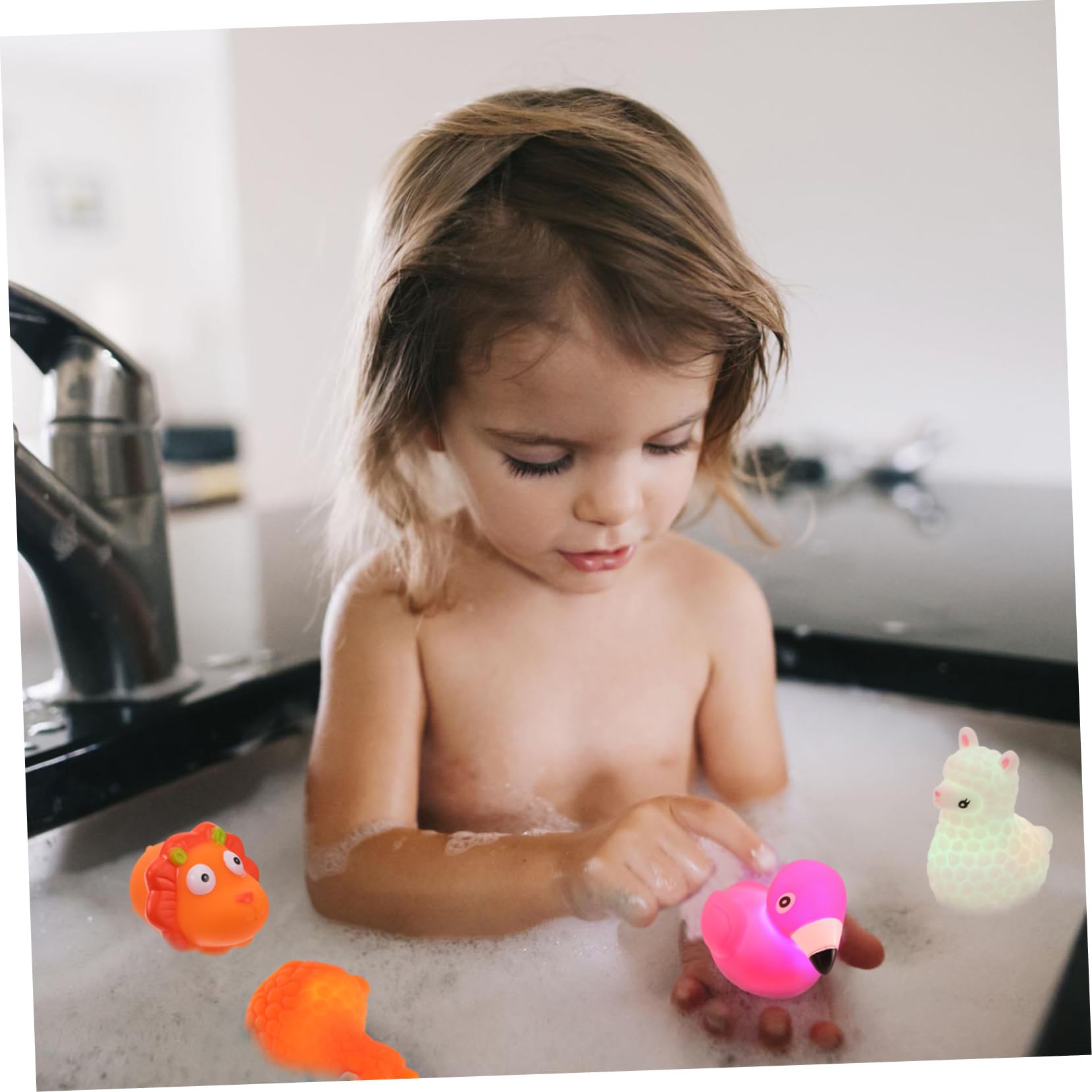 VICASKY 12 Pack Glow in The Dark Bath Toys - Floating Light Up Bathtub Toys for Kids, Waterproof LED Bath Time Fun for Toddlers & Babies - Perfect for Sensory Play, Nighttime Baths & Pool Parties