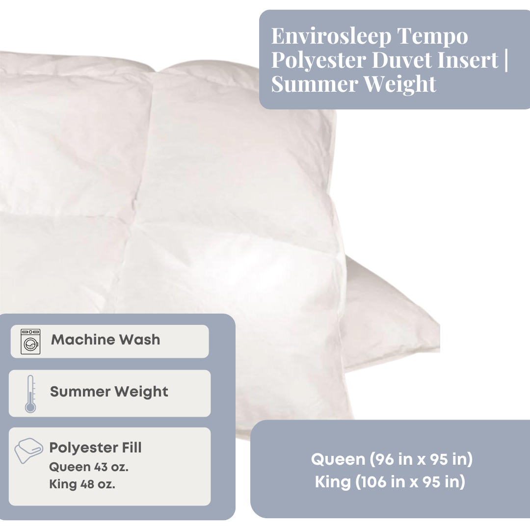 Envirosleep Tempo Polyester Duvet Insert - Lightweight Summer Comforter for Hot Sleepers | Breathable Bedding for Warm Weather & Air Conditioning Use