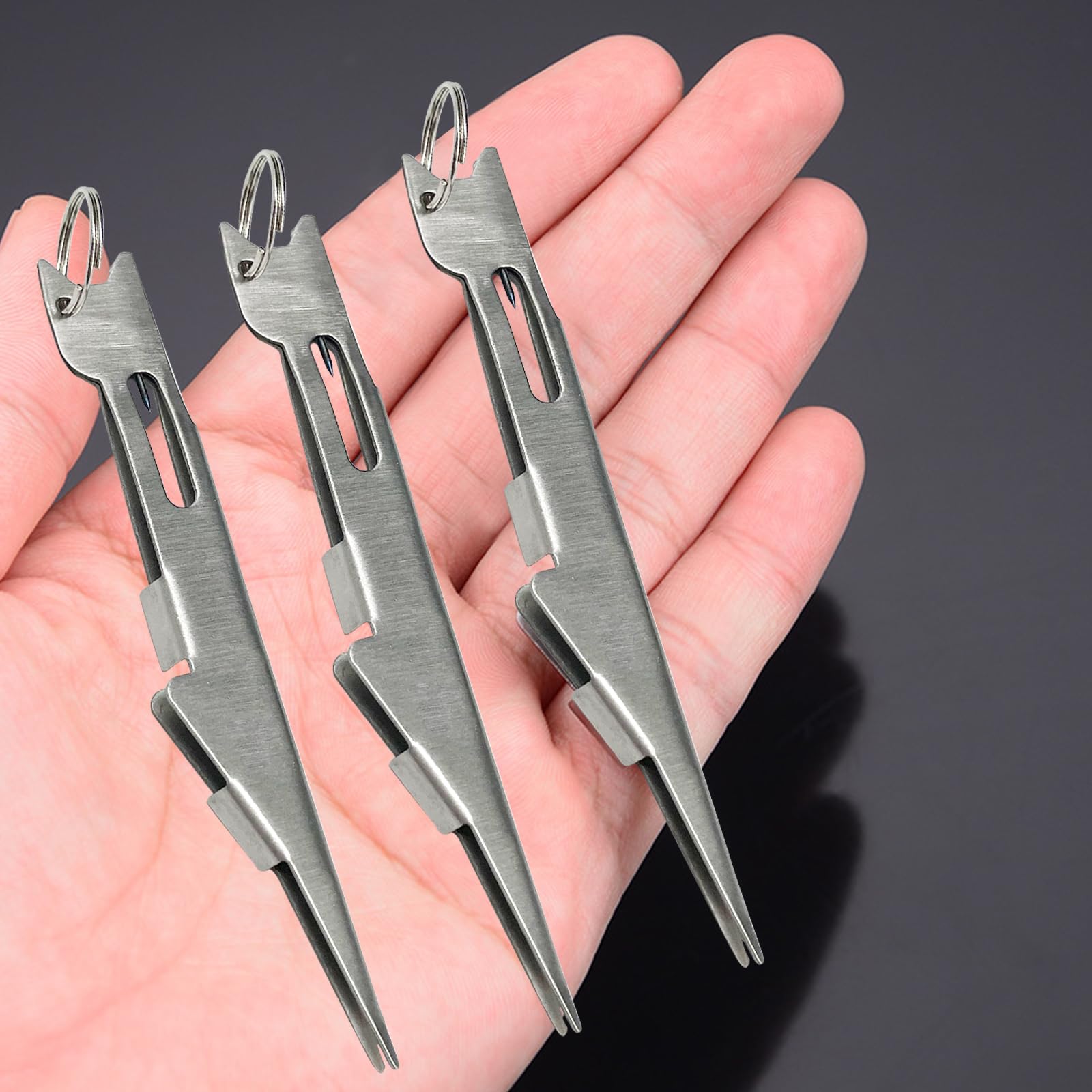 3PCS Fishing Knot Tying Tool Set - Quick & Easy Hook, Lure & Line Knot Tying Tool for Fly Fishing - Durable Nail Knot Tool for Anglers (Silver) | Perfect for Freshwater & Saltwater Fishing, Camping Trips & Outdoor Adventures