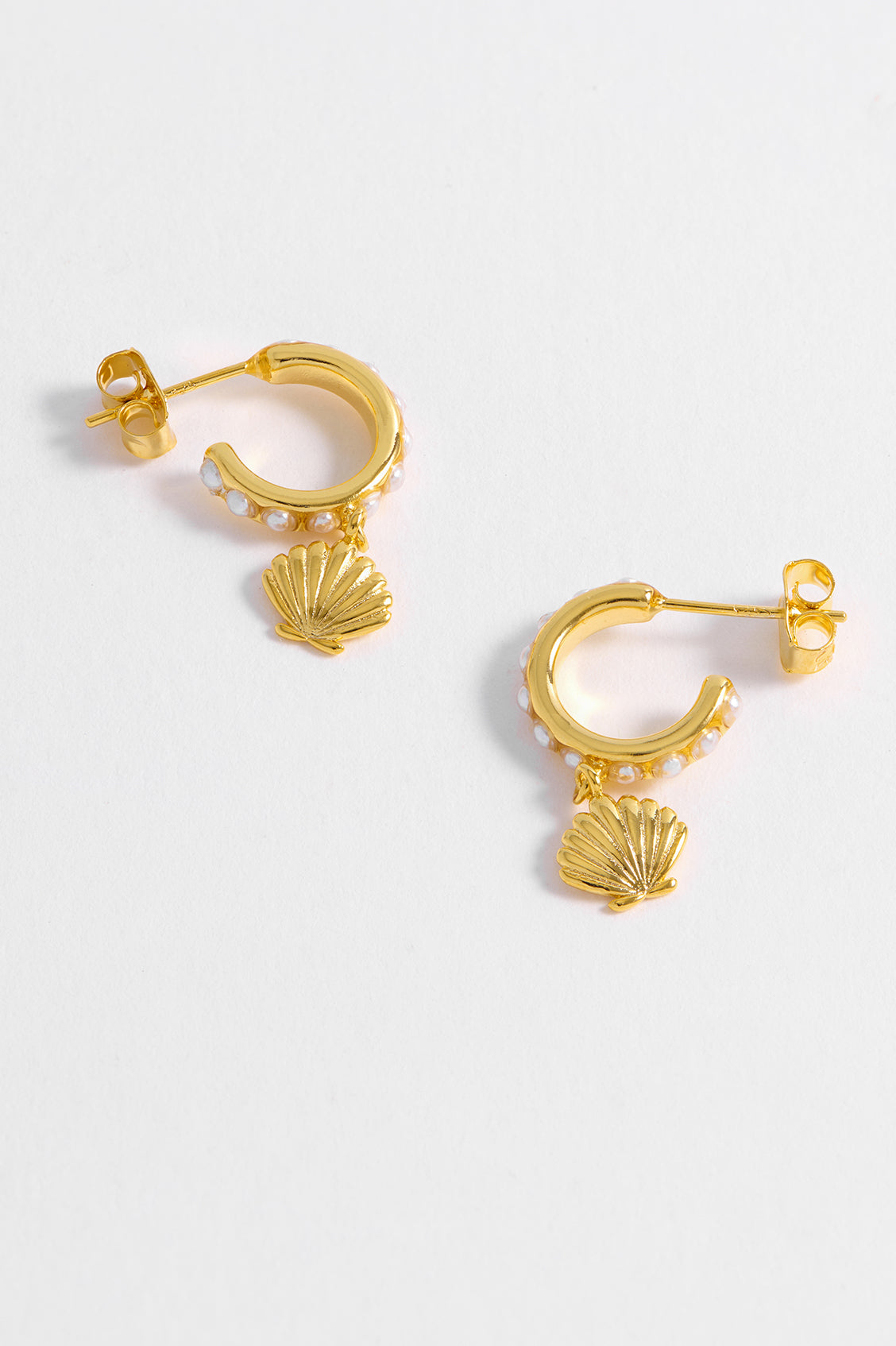 Elegant Pearl Scallop Drop Hoop Earrings for Women - Vintage Dangle Earrings for Party, Wedding & Special Occasions