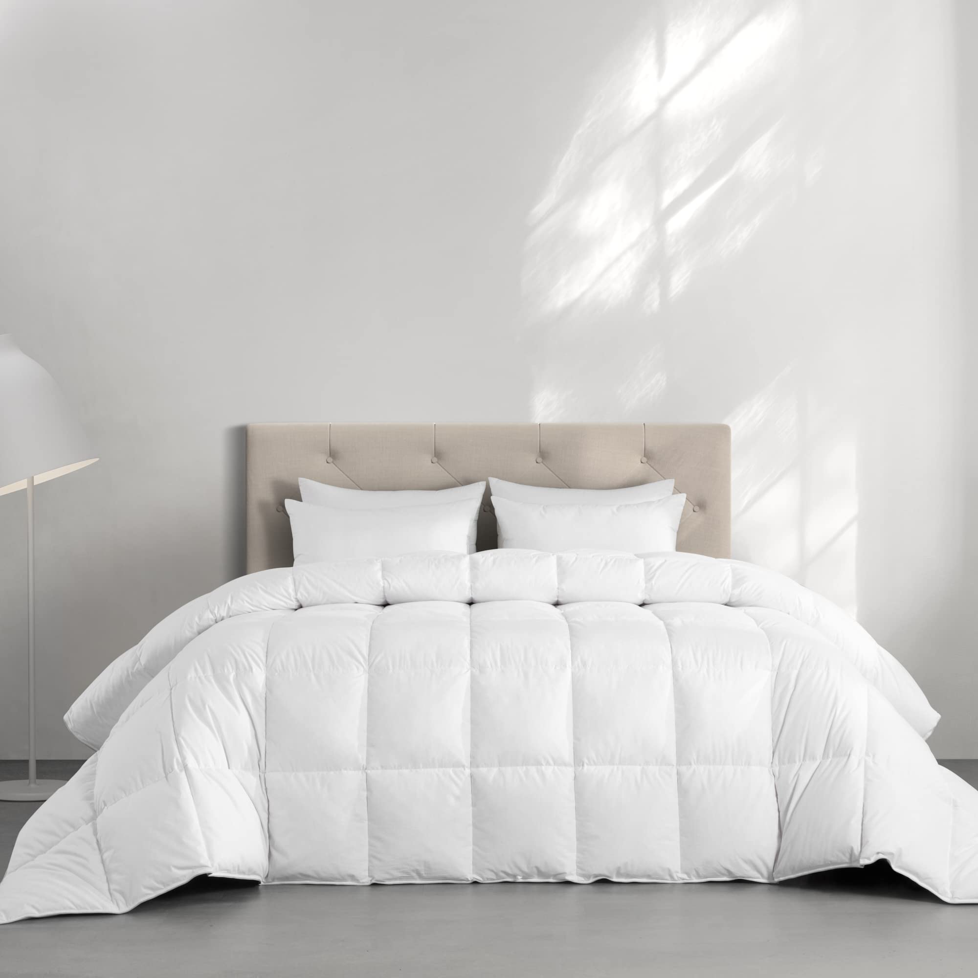 Premium HOMBYS Feather Down Comforter - King Size 120x128 Inches, All-Season Luxury White Duvet Insert with 100% Cotton Cover & Corner Tabs | Perfect for Master Bedrooms, Guest Rooms & Cozy Winter Nights