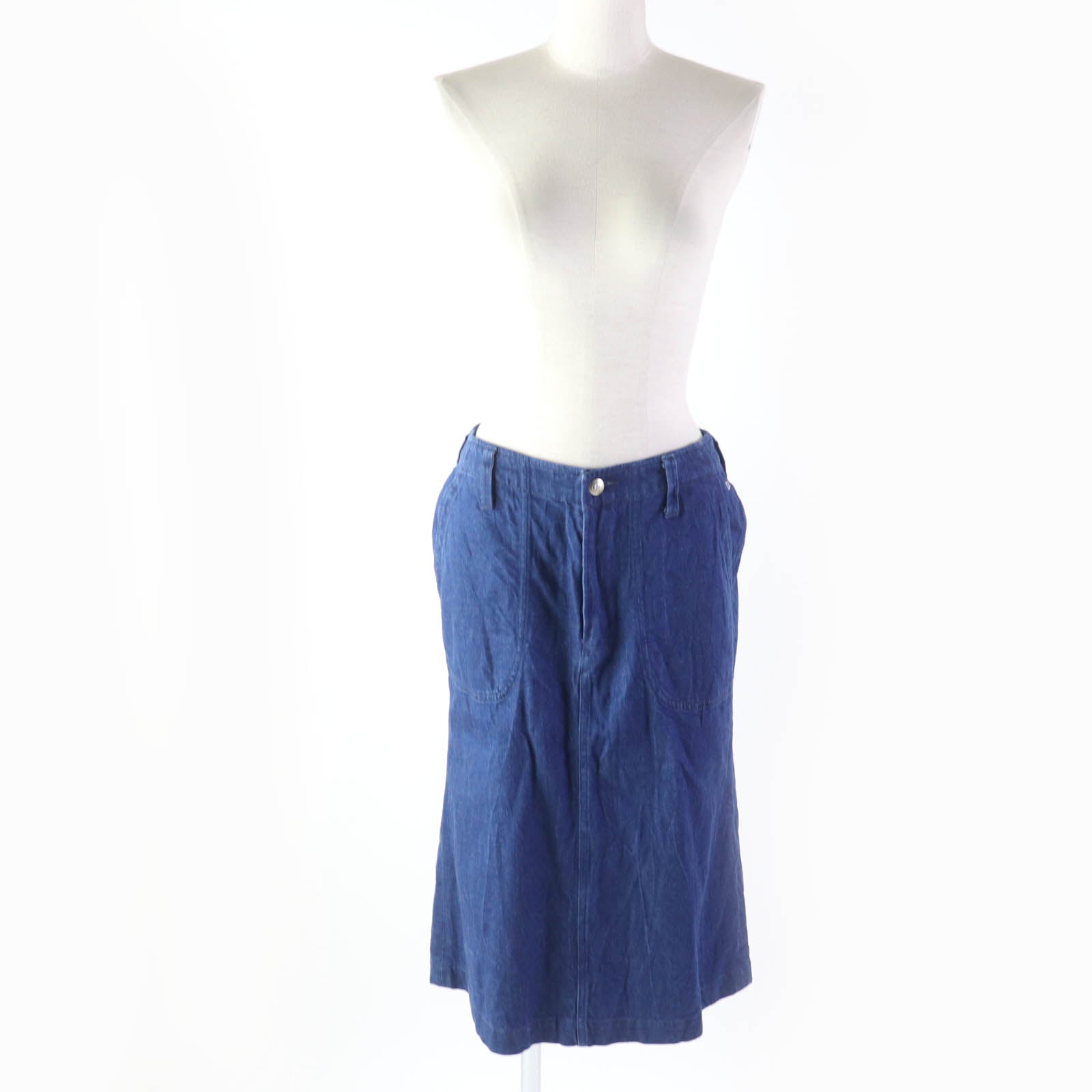 45rpm Cotton Washed Denim Skirt for Women - Indigo Blue High Waist Vintage Denim Skirt | Casual Wear, Street Style & Everyday Outfits