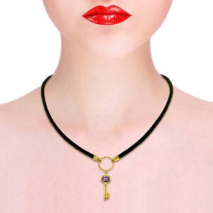 0.5 Carat 14K Solid Yellow Gold Leather Key Necklace with Genuine Amethyst - Elegant Jewelry Gift for Women, Perfect for Valentine's Day, Anniversary & Special Occasions