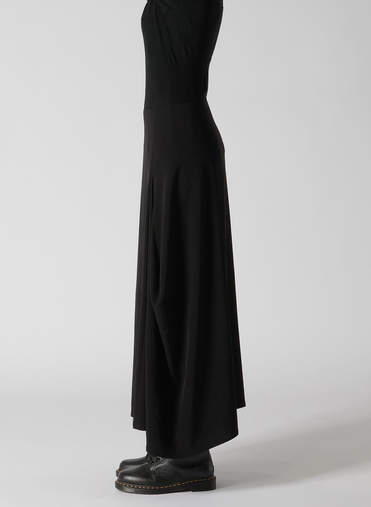 Crepe de Chine Panel Tuck Flared Skirt - Elegant Women's Midi Skirt for Office, Party & Casual Wear