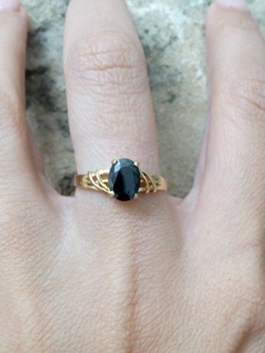 Prong Setting Black Onyx Ring - Elegant Gemstone Stacking Ring in Gold, Oval Lace Design | Perfect Birthstone Jewelry Gift for Women, Ideal for Weddings, Anniversaries & Special Occasions