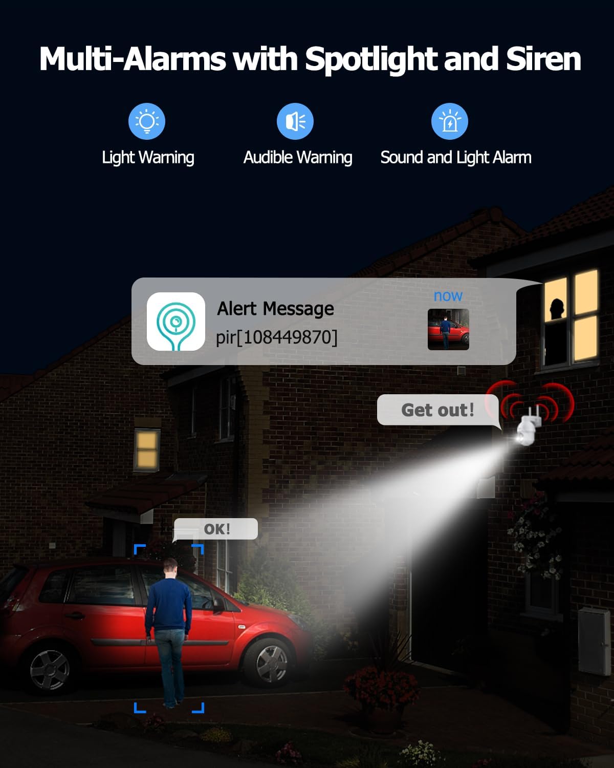 2 Pack Solar Security Cameras Wireless Outdoor - 2K Solar Powered WiFi Camera with 360° Pan Tilt, Color Night Vision, PIR Motion Sensor & 2-Way Audio | Alexa Compatible for Home, Yard & Business Surveillance