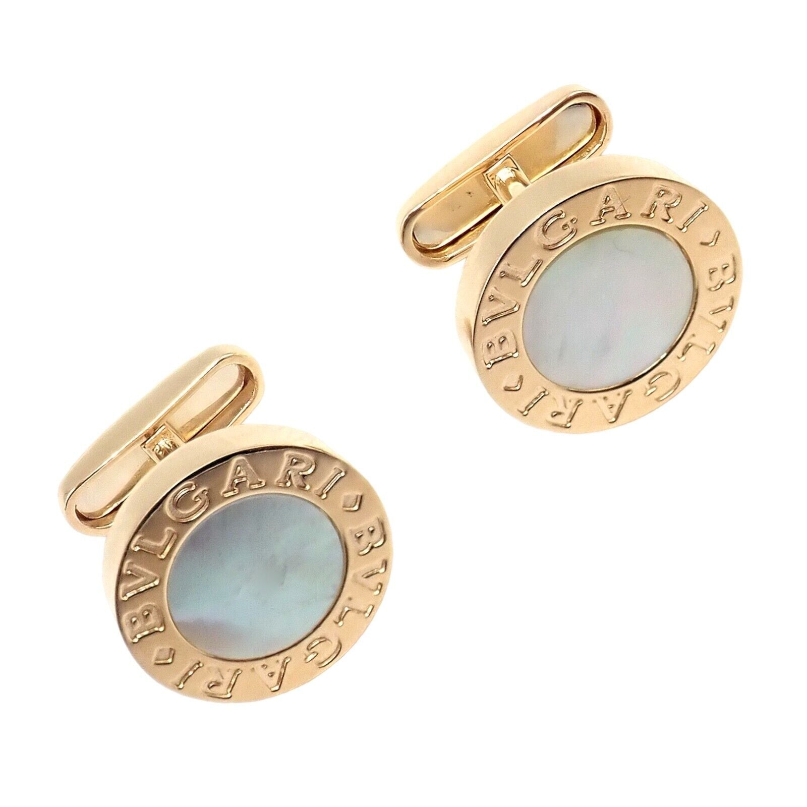 Authentic Bvlgari 18k Yellow Gold Multicenter Cufflink Set - Luxury Men's Jewelry for Formal Events & Business Attire