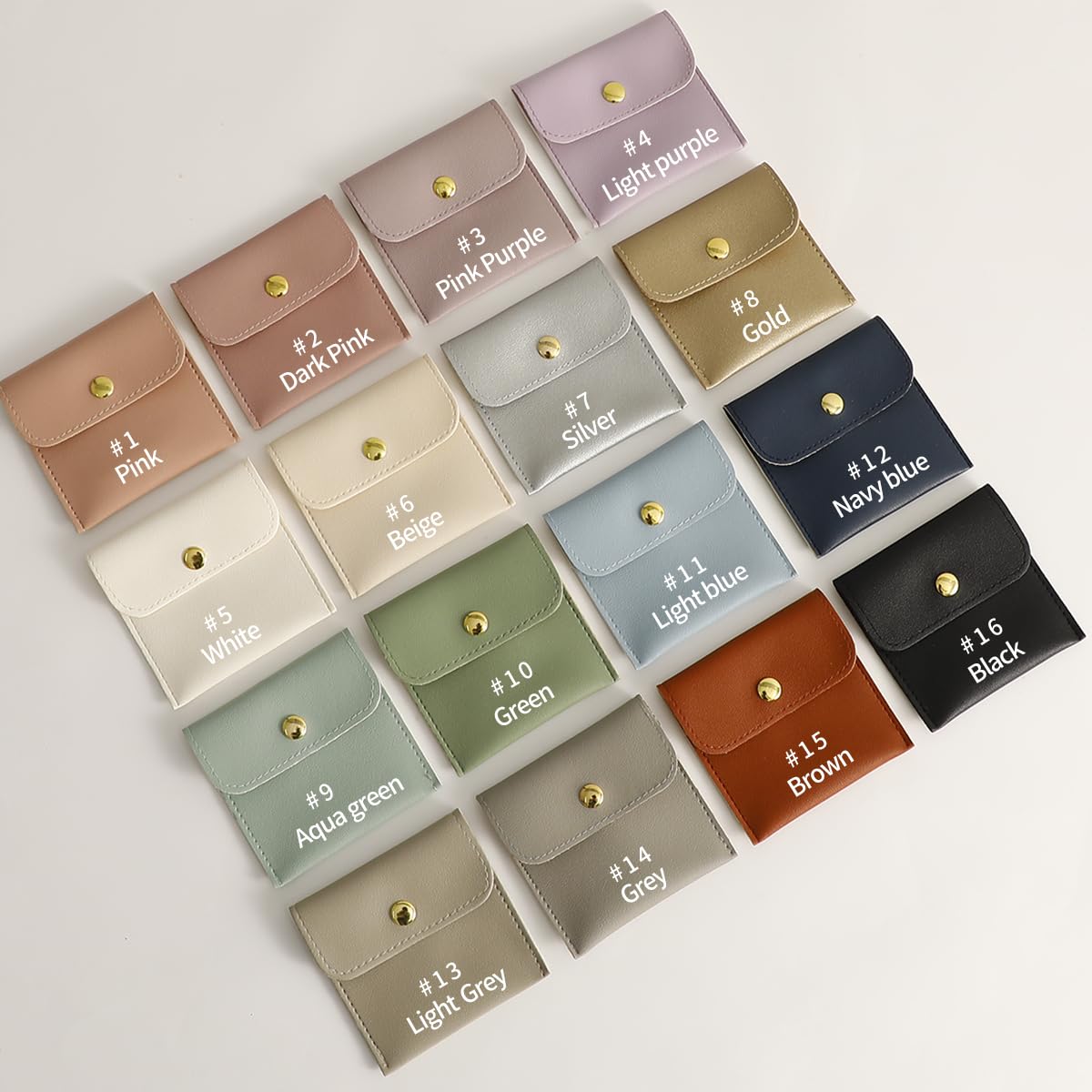 40-Piece PU Leather Jewelry Gift Bags - 8x8cm Snap Closure Luxury Packaging for Earrings, Necklaces, Bracelets & Rings - Perfect for Wedding Favors, Birthday Gifts & Retail Display (Brown)