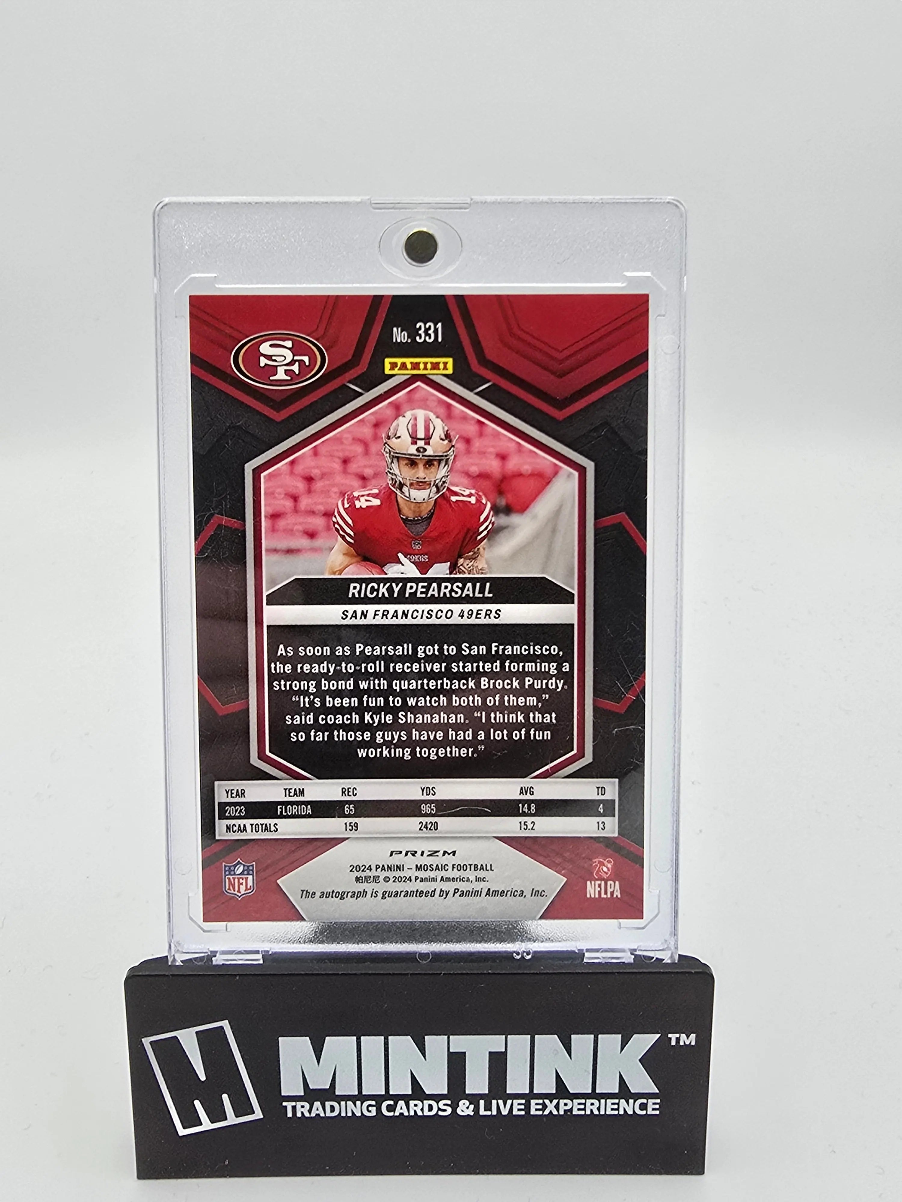 2024 Panini Mosaic Football Ricky Pearsall Rookie Card White Prizm Autograph - Collectible Sports Memorabilia for NFL Fans & Card Collectors