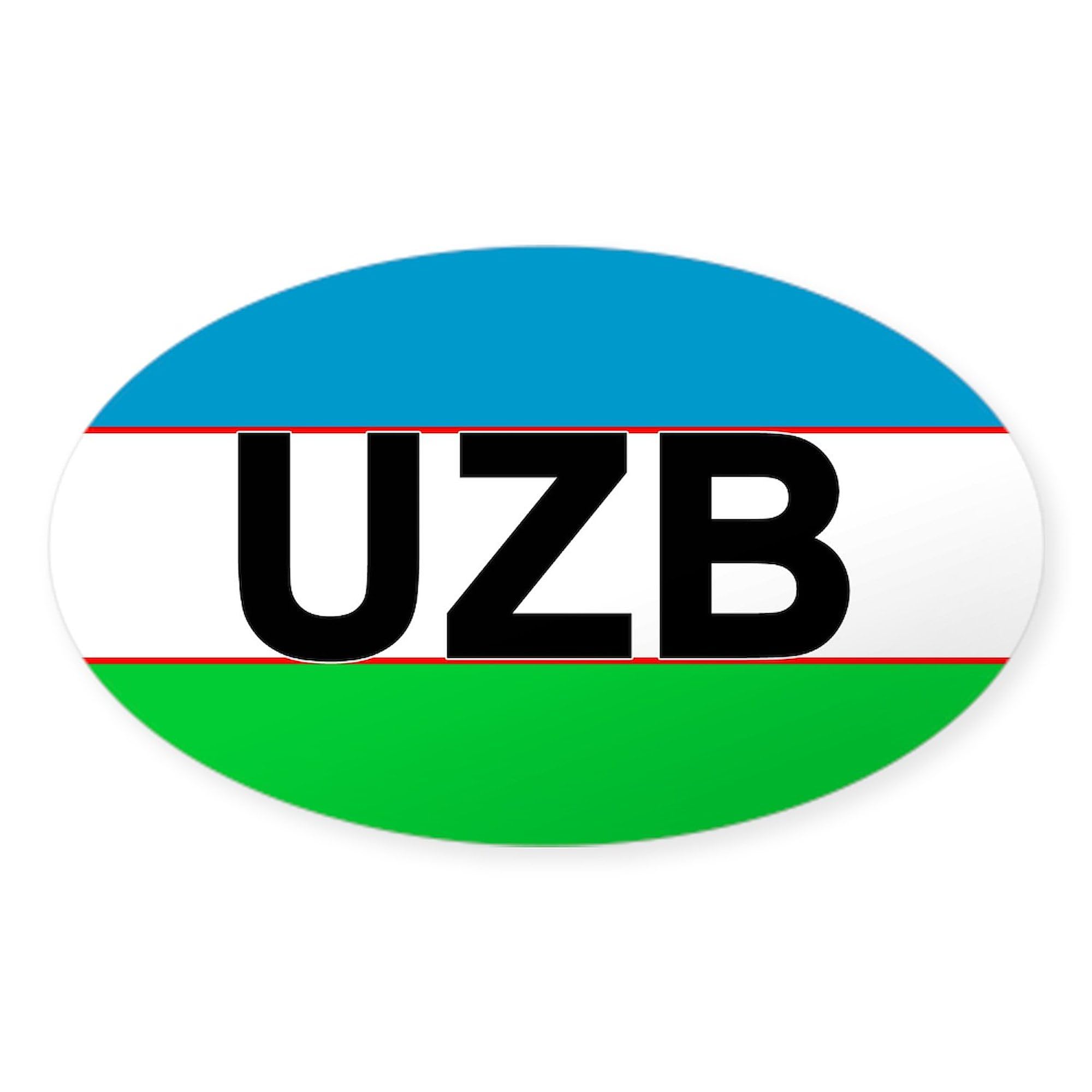 Uzbekistan Oval Car Bumper Sticker - Decorative Vinyl Decal for Cars, Trucks & Laptops - Perfect for Travel Enthusiasts & Proud Uzbek Expats