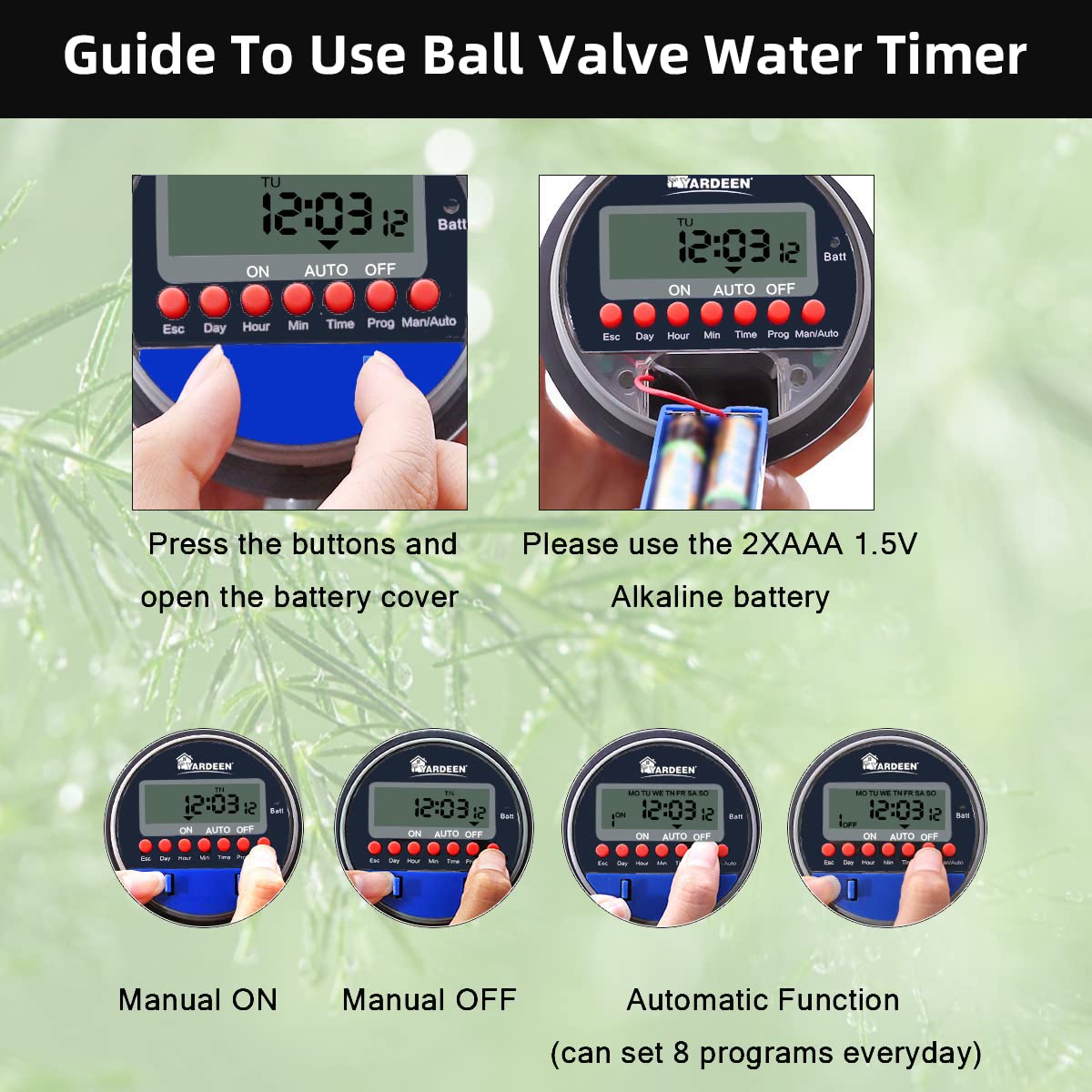Smart Digital Water Timer for Garden Irrigation - LCD Display, Waterproof, No Water Pressure Required - Perfect for Automatic Lawn & Plant Watering System