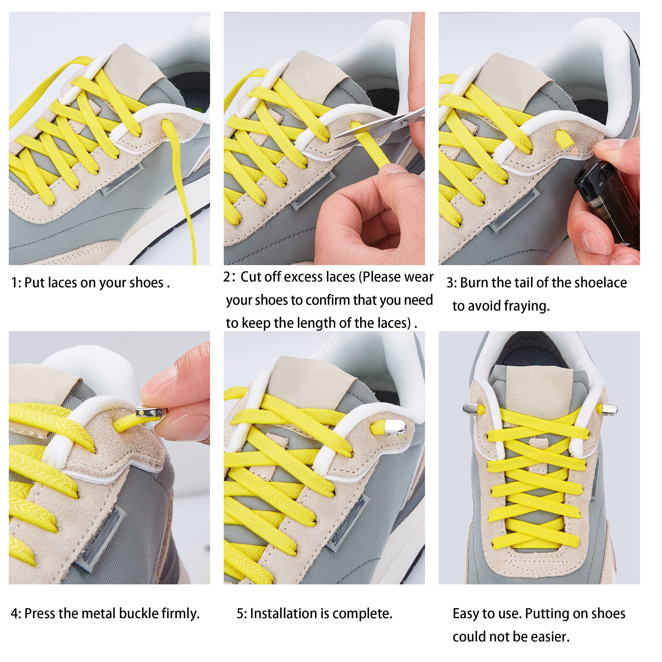 No Tie Elastic Shoelaces for Kids & Adults - Stretchable, Durable & Adjustable Tieless Shoe Laces for Sneakers, Running Shoes & Casual Wear - Perfect for Sports, Work & Everyday Comfort
