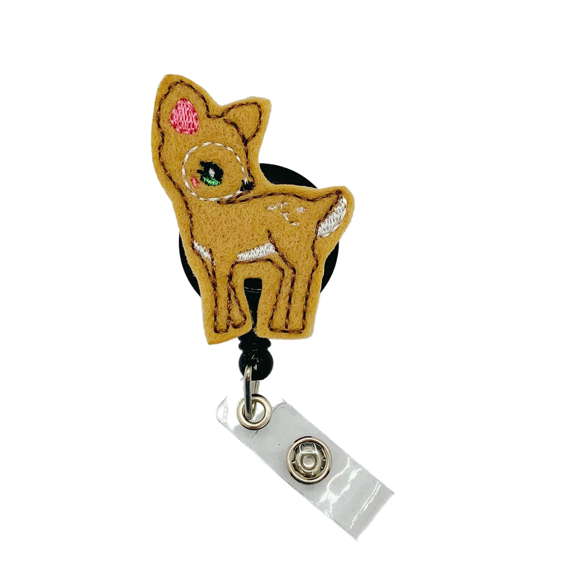 Whitetail Deer Badge Reel - Retractable ID Holder for Nurses, Teachers & Office Workers - Animal Themed Name Tag Clip for Work, School & Outdoor Events