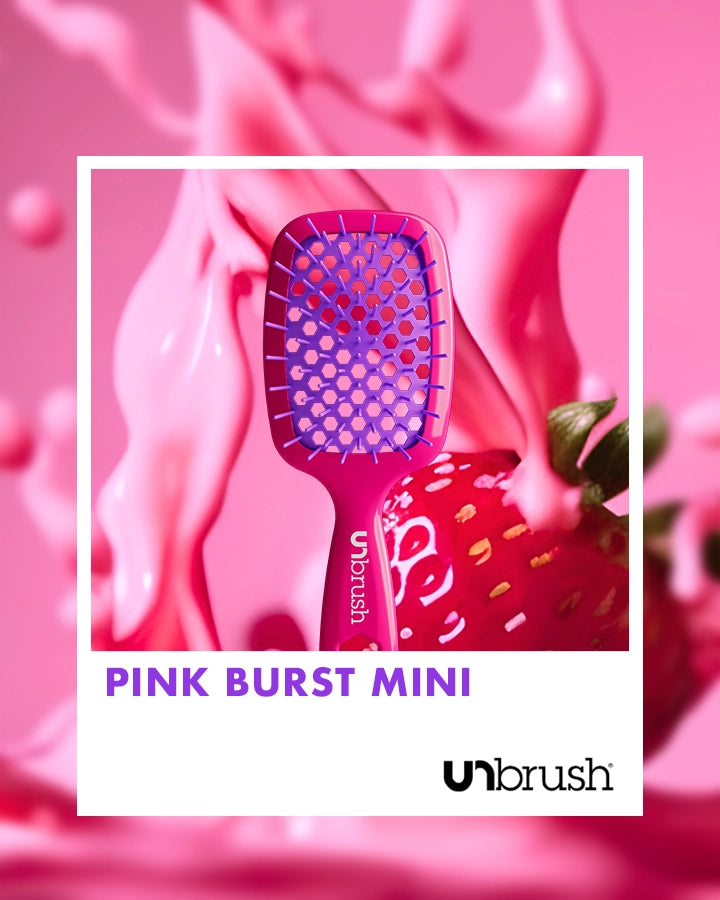 UNbrush Detangling Hair Brush Mini - Neon Pink Burst for Kids & Travel | Pain-Free Knot Remover for Wet & Dry Hair | Compact Hairbrush for On-the-Go Styling