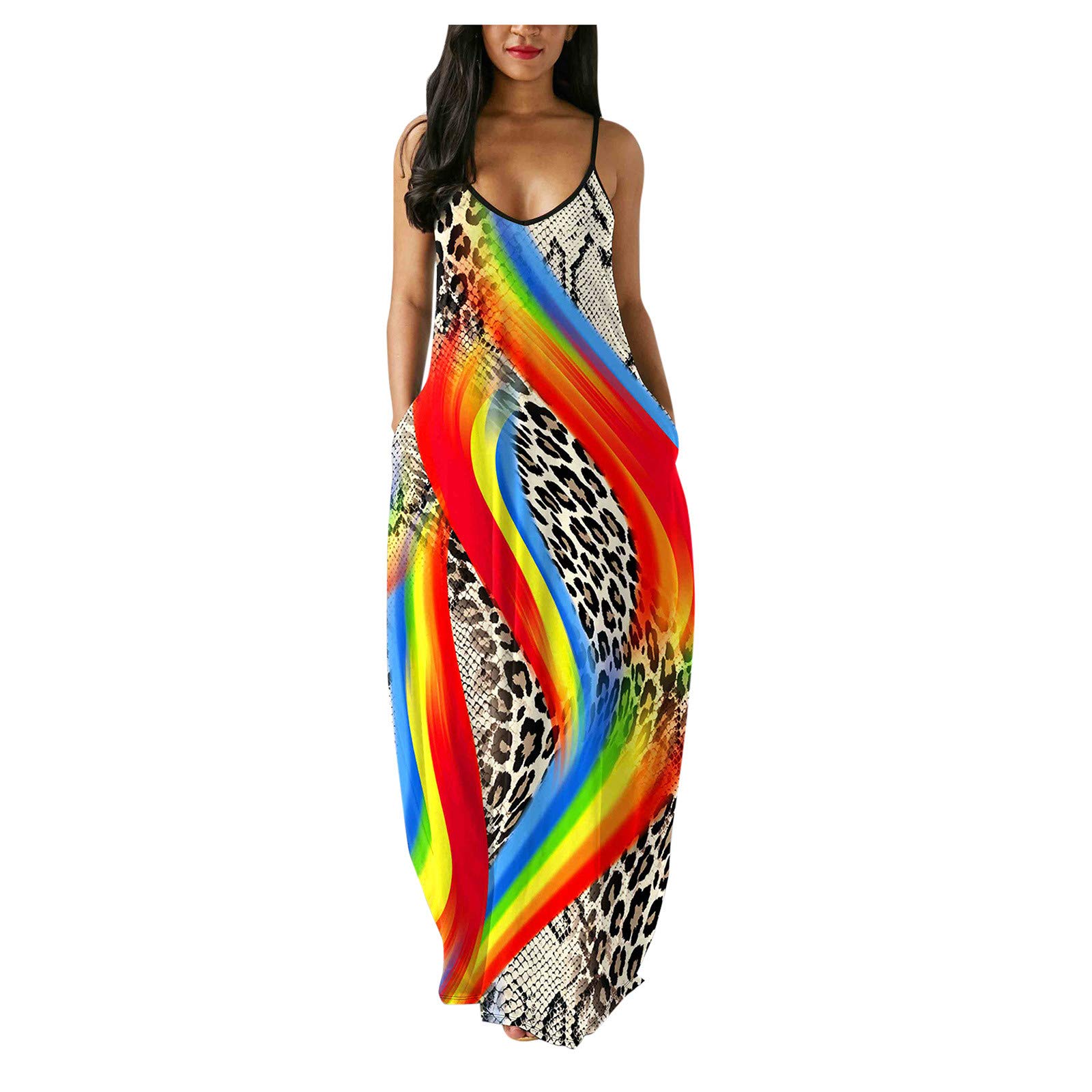 **Hugeoxy Women's Summer Maxi Dresses - Loose, Casual & Sexy Flowy Long Dresses - Perfect for Beach Vacations, Date Nights & Outdoor Parties**