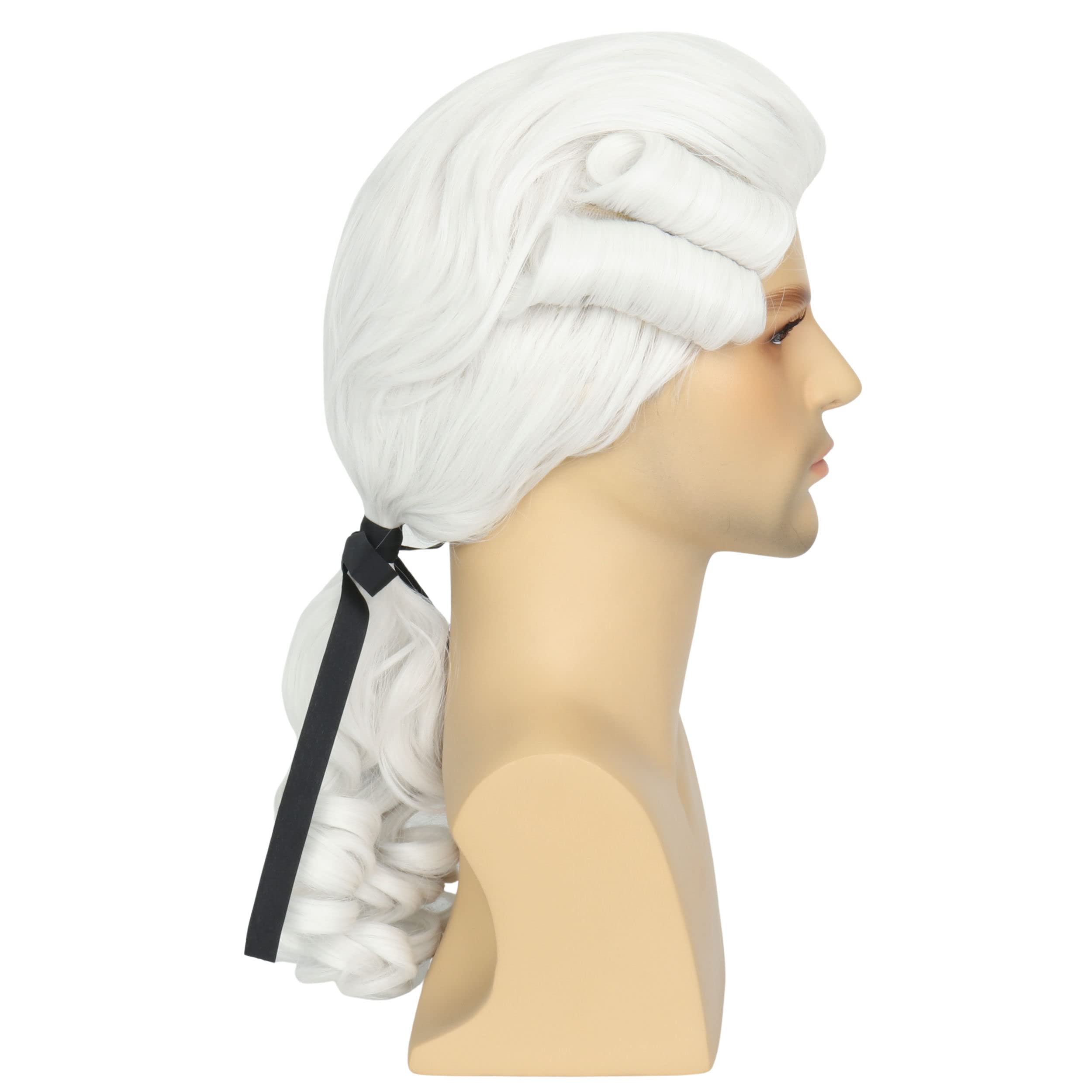 Colonial Judge Wig for Men - White Powdered Costume Wig for Halloween, Cosplay, and Themed Parties - Perfect for Historical Reenactments and Costume Events