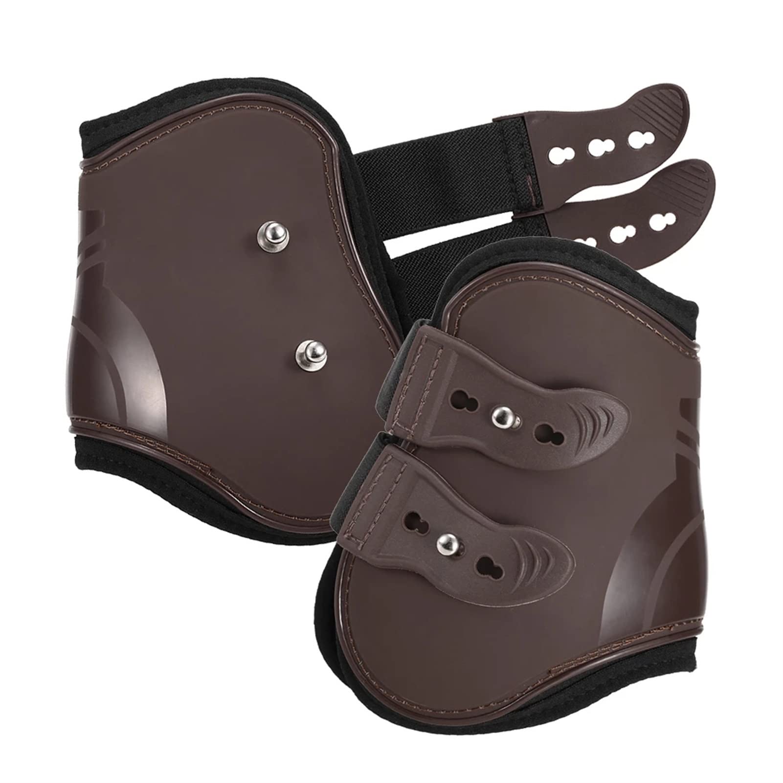 Adjustable Horse Leg Boots for Front & Hind Legs - Equine Tendon Protection & Hock Brace - Brown One Size - Ideal for Riding, Training & Injury Prevention