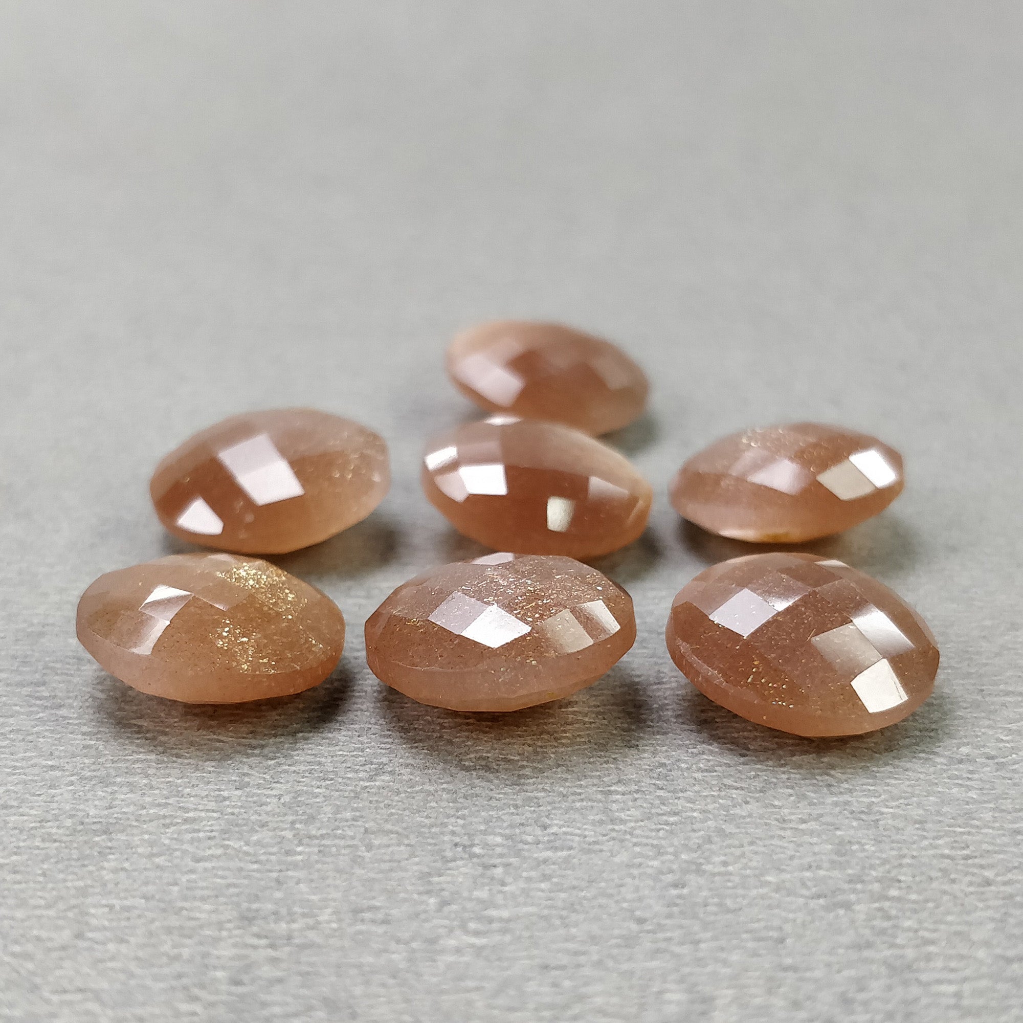 Natural Untreated Brown Moonstone Gemstone - 34.40cts Checker Cut Round Shape (12mm, 7pcs) | Healing Crystal for Jewelry Making, Meditation & Spiritual Practices