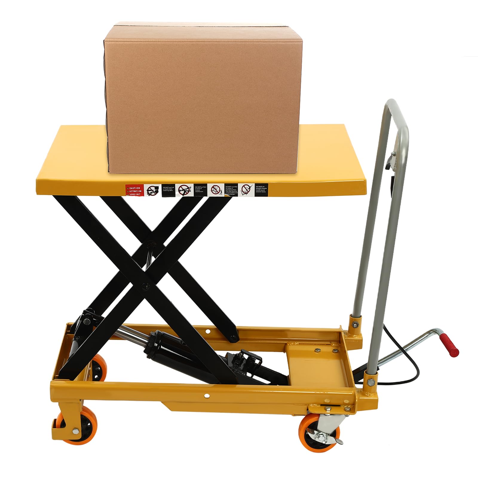 Hydraulic Lift Table 500LBS Capacity - Heavy Duty Double Scissor Lift Cart with 4 Wheels, Manual Hydraulic Pallet Truck for Warehouse, Factory & Supermarket - Perfect for Material Handling, Loading Dock Operations & Industrial Transportation