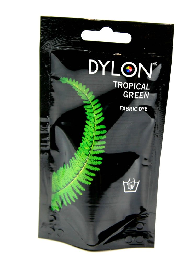 Dylon Hand Fabric Dye - Tropical Green 1.75oz (50g) | Permanent Color for Cotton, Linen & More | DIY Clothes, Curtains & Home Decor Projects