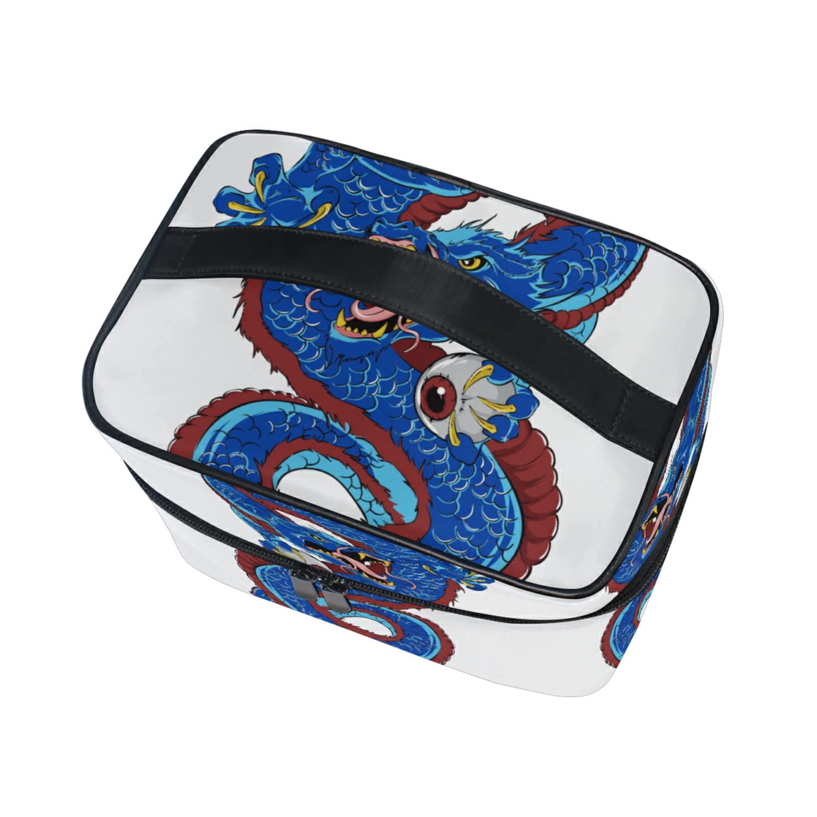 Blue Dragon Cosmetic Bag for Women - Waterproof Makeup Organizer with Zipper, Cute Toiletry Pouch for Travel, Gym & Daily Use - Perfect Gift for Girls & Teens