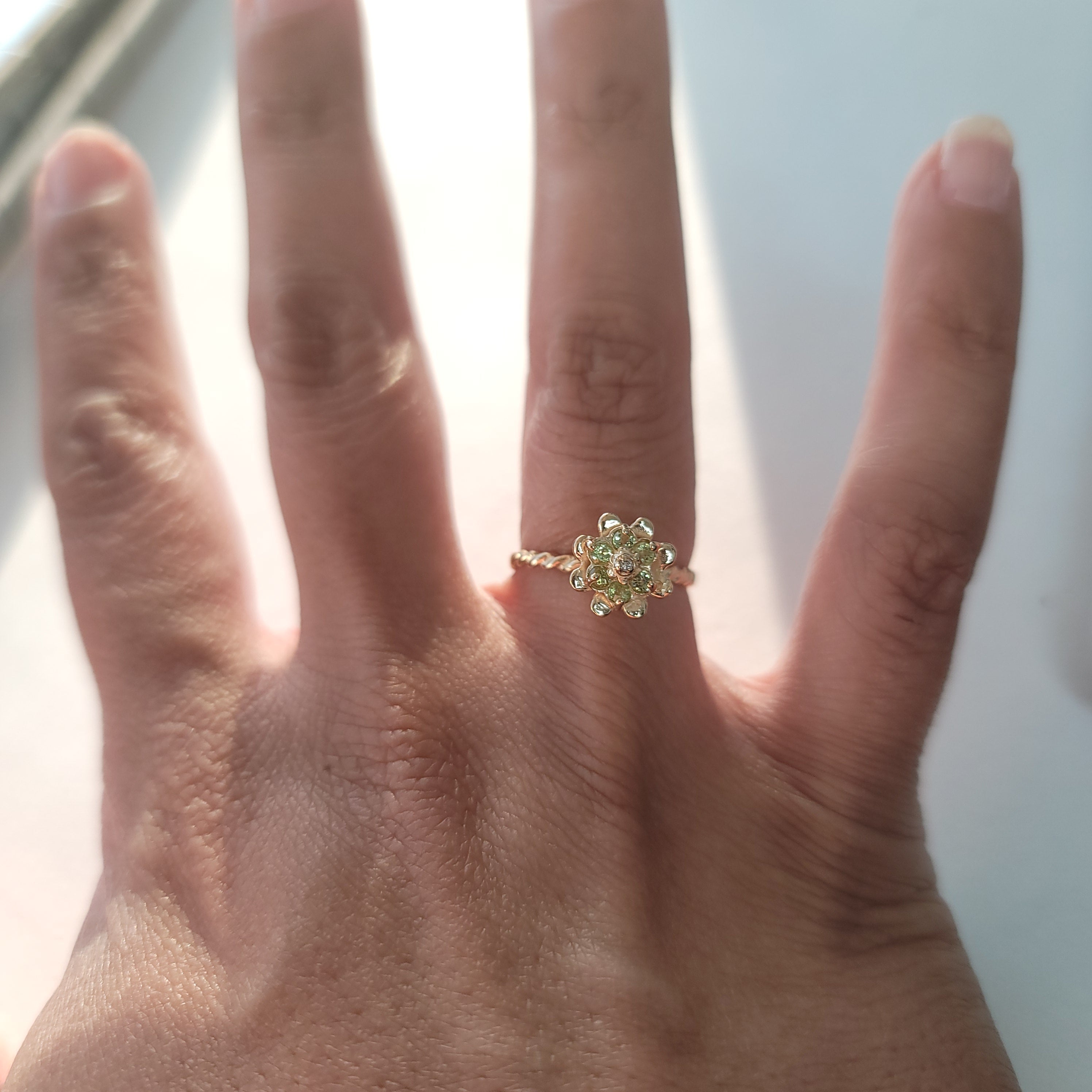14K Yellow Gold Aquamarine Tulip Flower Ring for Women - Elegant Birthstone Jewelry Gift for Mother's Day, Anniversary & Special Occasions
