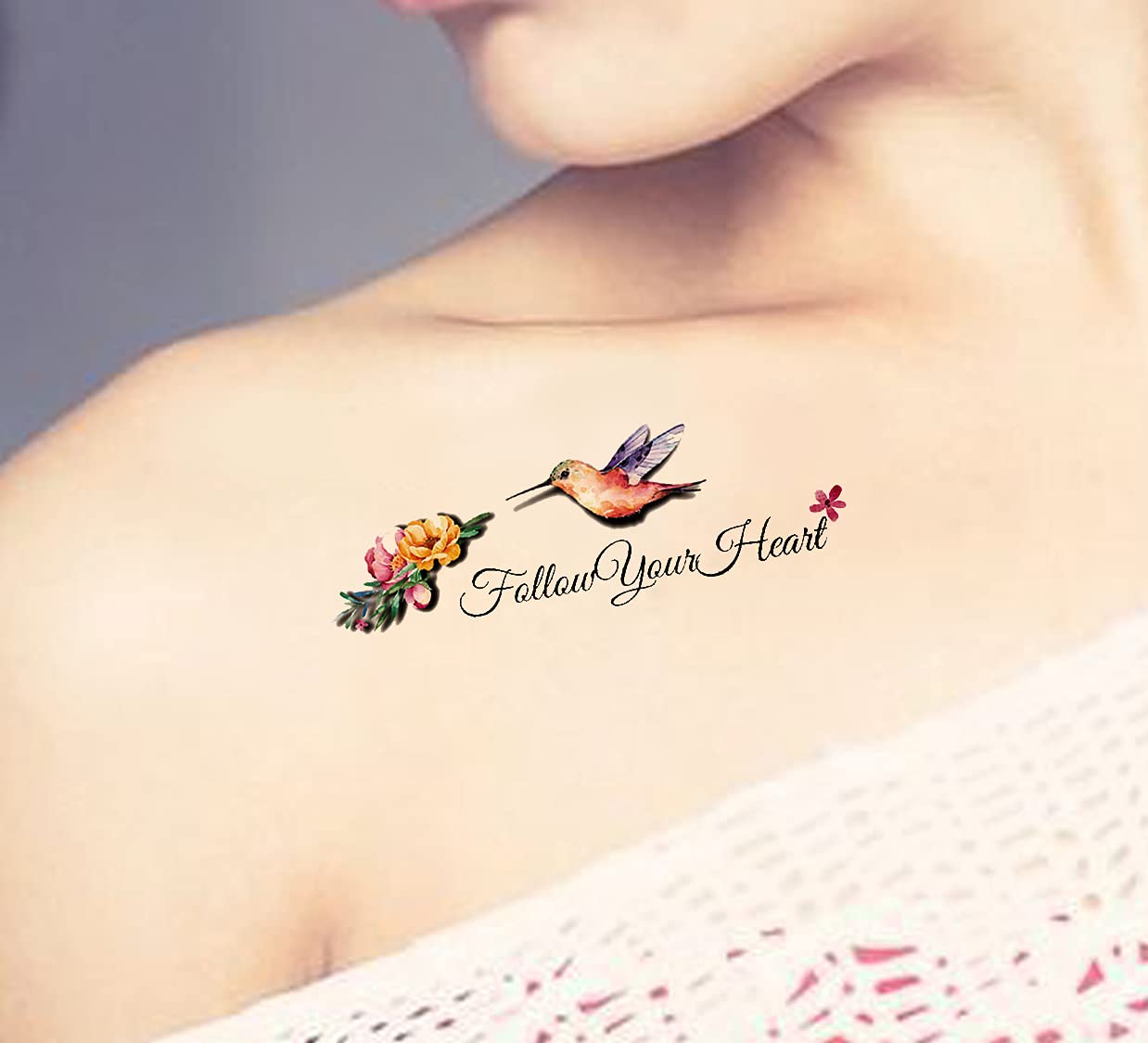 Waterproof Temporary Tattoo Stickers for Men & Women - 3D Realistic Flowers, Butterflies, Stars, Angels, Wolves & Armband Designs (50 Pack, 19x9cm) - Perfect for Parties, Halloween, Cosplay & Body Art