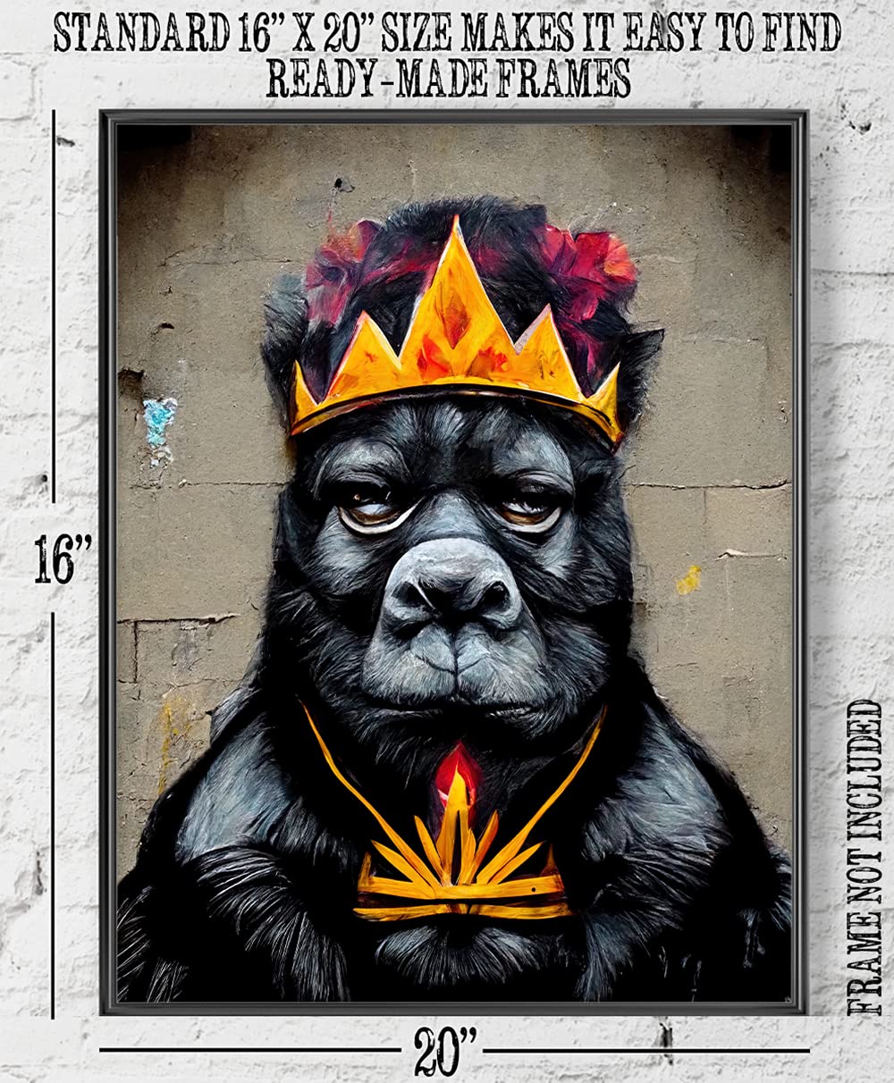 Graffiti Gorilla Wall Art Poster - Unframed Funny Animal Decor (28x36 inches) - Perfect for Living Room, Bedroom & Office - Unique Gift for Gorilla & Animal Lovers