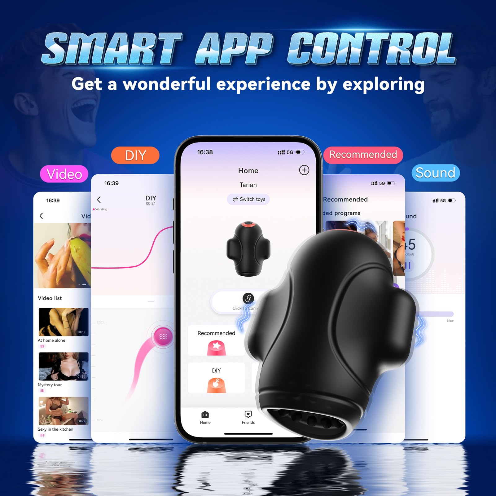 4-in-1 Male Masturbator with App Control - 10 Vibration Modes & 3 Motors Penis Vibrator | 360° Wrapping Stroker for Endurance Training | Adult Sex Toy for Men | Perfect for Solo Play, Couples Fun & Stamina Building