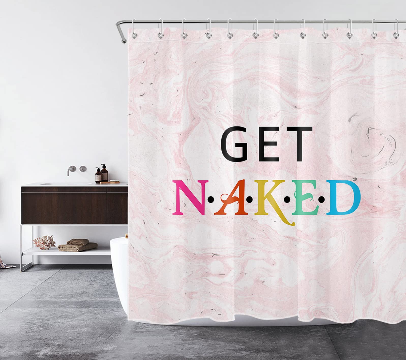 HVEST Pink Abstract Marble Shower Curtain - 72x78 Inch Waterproof Polyester Bathroom Decor with Hooks, Minimalist Modern Bath Accessories for Stylish Home & Spa Experience