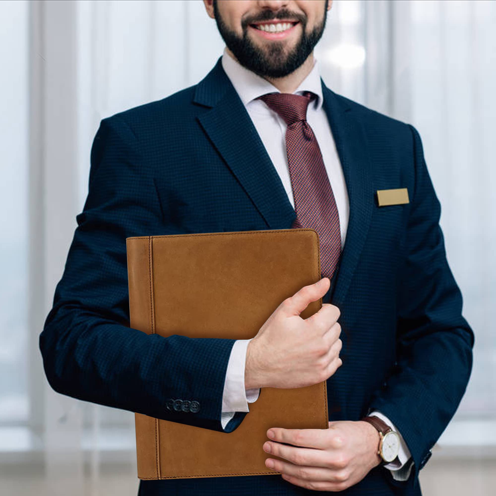 Premium Leather Planner for Men & Women - Business Organizer Notebook with A4 Notepad Holder & Zippered Portfolio - Professional Padfolio Folder for Resume, Documents - Ideal Office Gift & Executive Work Accessory (Brown) - Perfect for Business Meetings, Job Interviews & Daily Organization