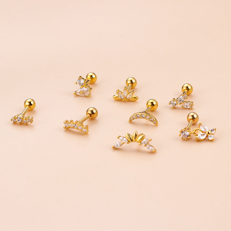 16G Cartilage Curve Bar Stud Earrings - Surgical Steel Conch Helix Piercing Jewelry for Women | Perfect for Daily Wear, Parties & Special Occasions | HSPJ795