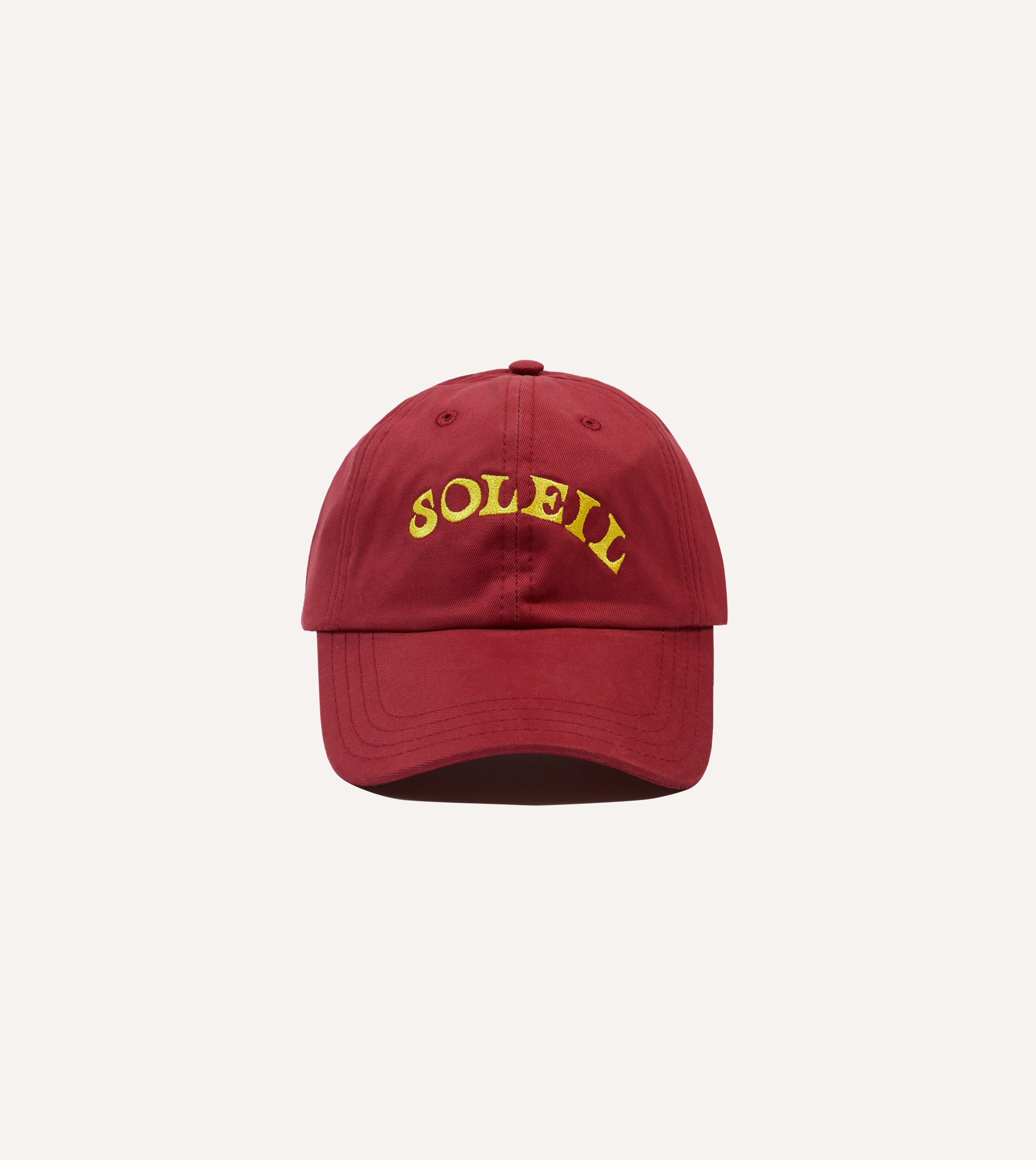 Red Soleil Cotton Twill Baseball Cap for Men & Women - Adjustable Vintage Style Hat for Outdoor Sports, Hiking, and Casual Wear